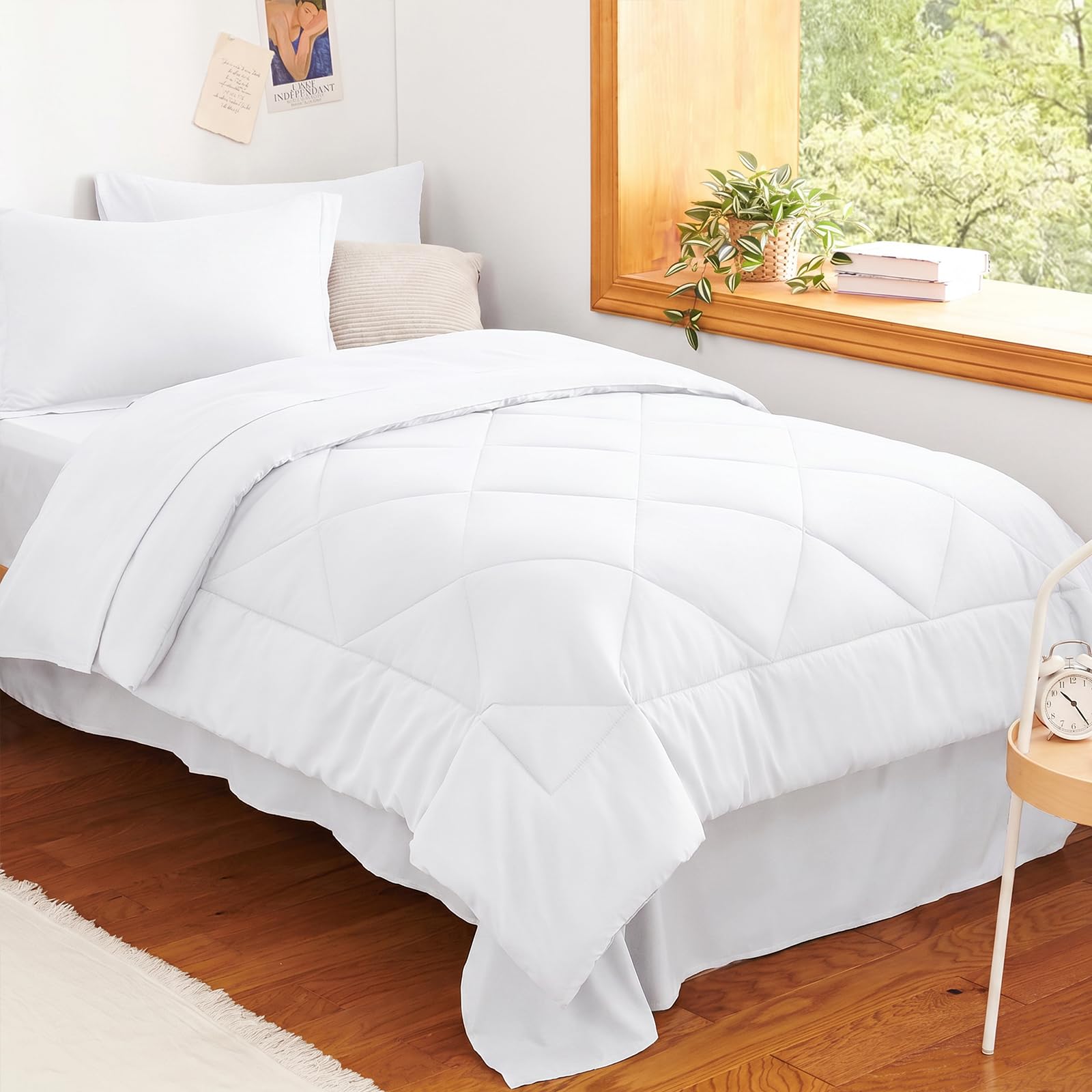 CozyLux Dark Grey Queen 7-Piece Comforter Set
