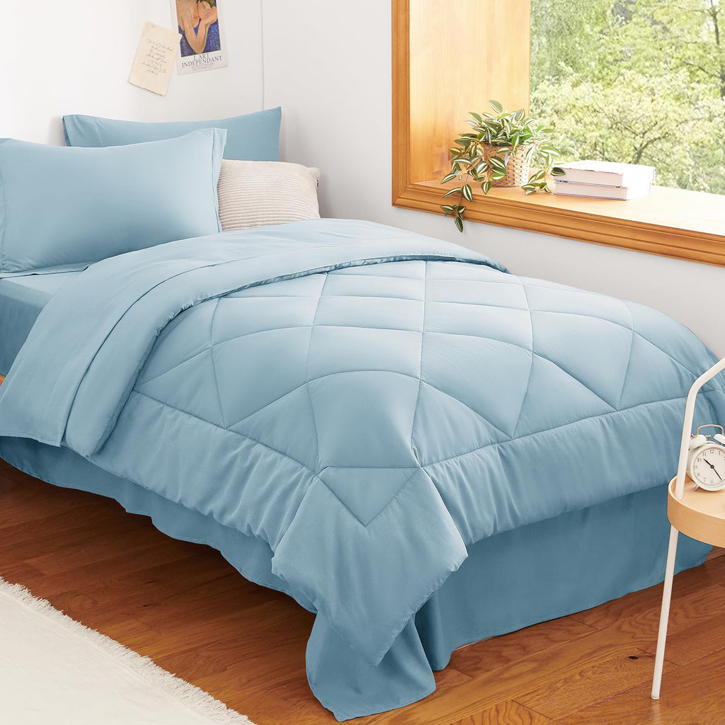 CozyLux Dark Grey Queen 7-Piece Comforter Set