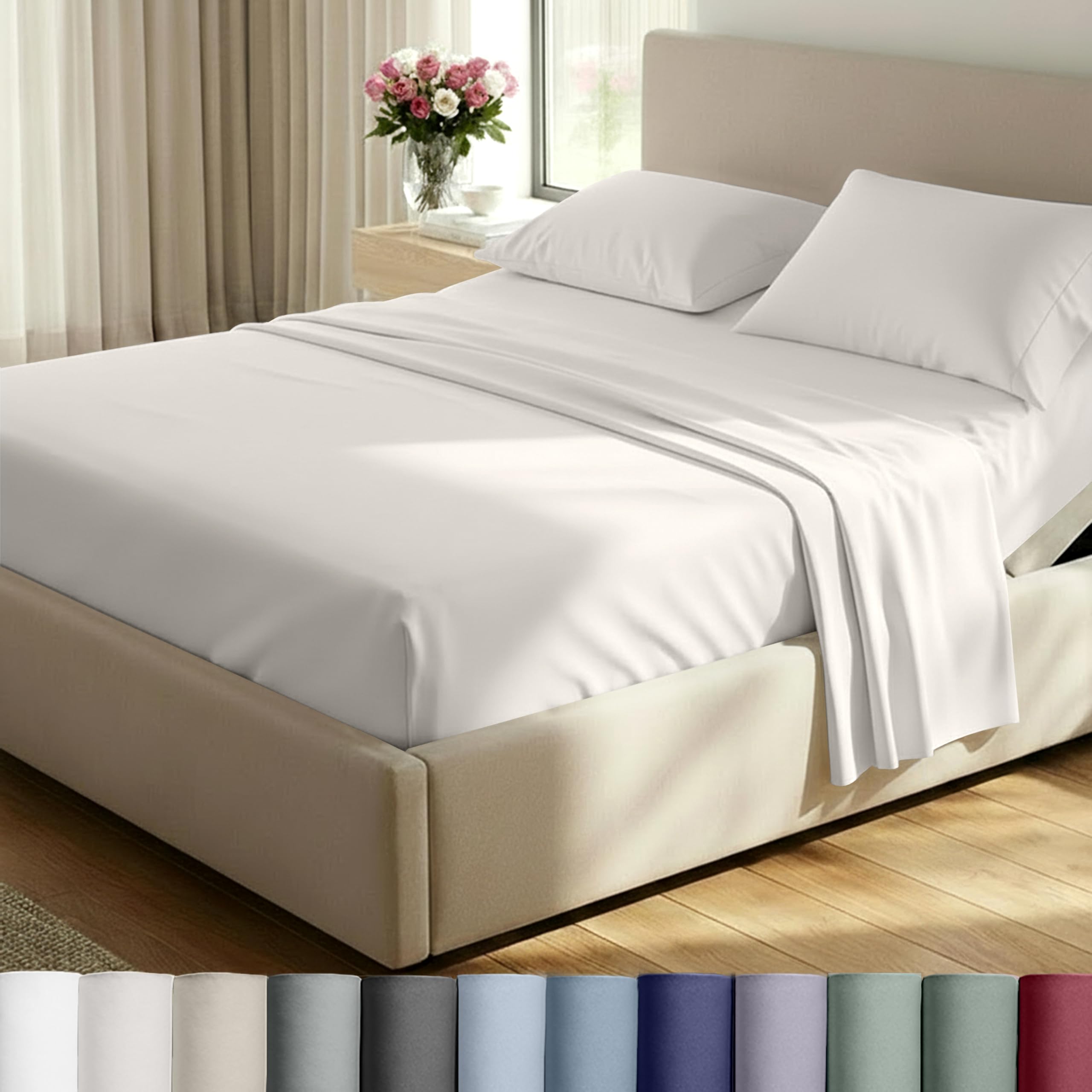 California Design Den Luxury Bed Sheets, Buttery Soft 800 Thread Count, 100% Cotton Sheets, Sateen with Deep Pocket Fitted Sheet