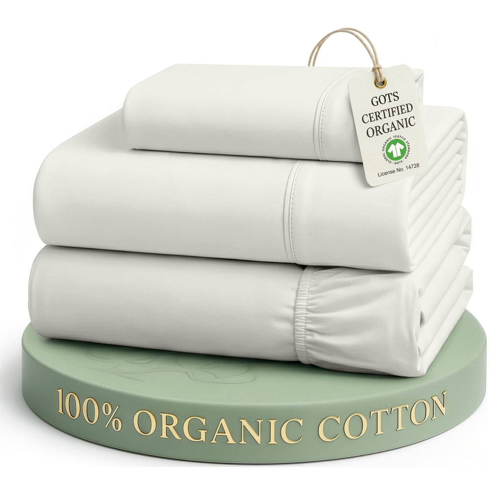 Lane Linen 100% Organic Cotton Sheet Set, Soft Cooling Bed Sheets, Hotel Quality Bed Sheet Set, Breatheble Sheet Set Deep Pocket Upto 15"