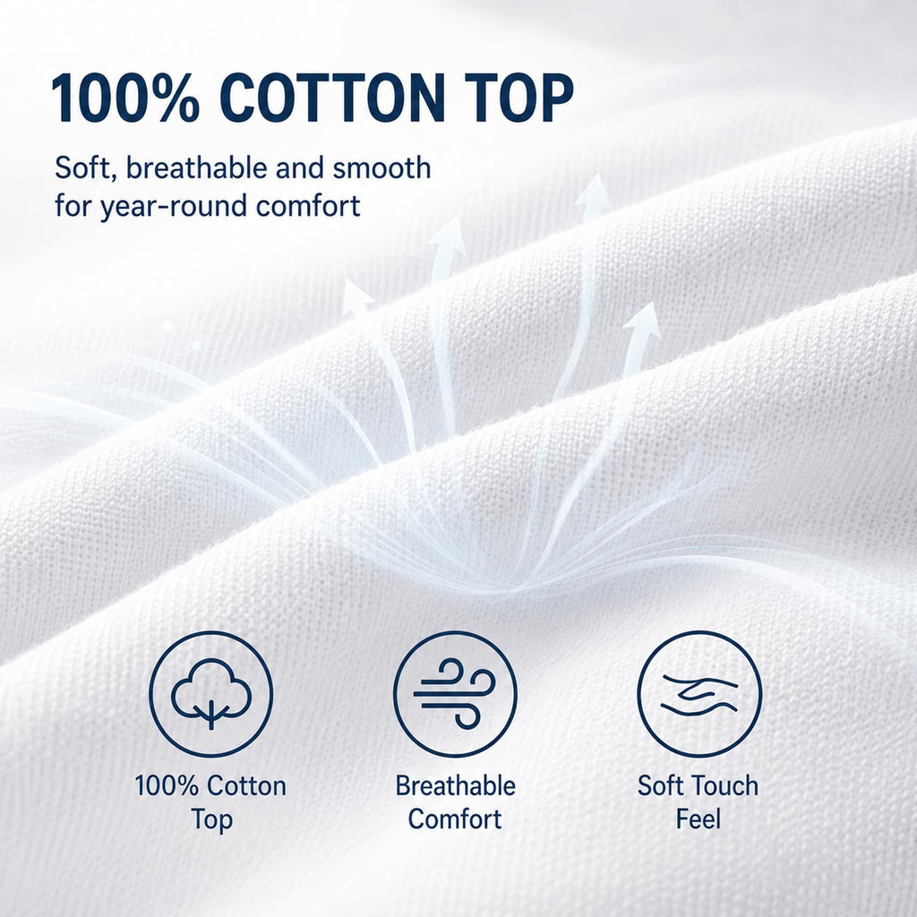CozyLux Cotton Quilted Mattress Pad, Up to 18 in