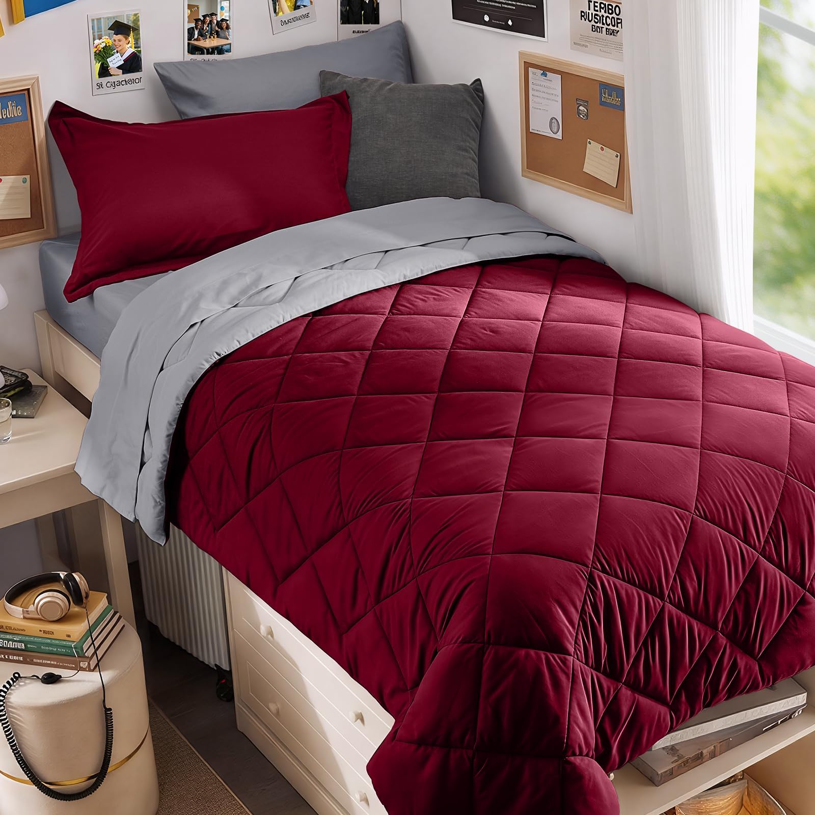 MUXHOMO Reversible 7-Piece All-Season Comforter Set