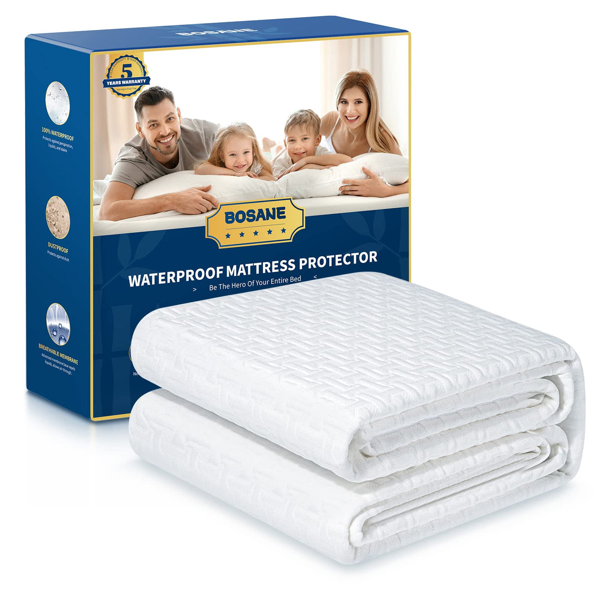 Premium Waterproof Queen Mattress Protector, 8–21 in