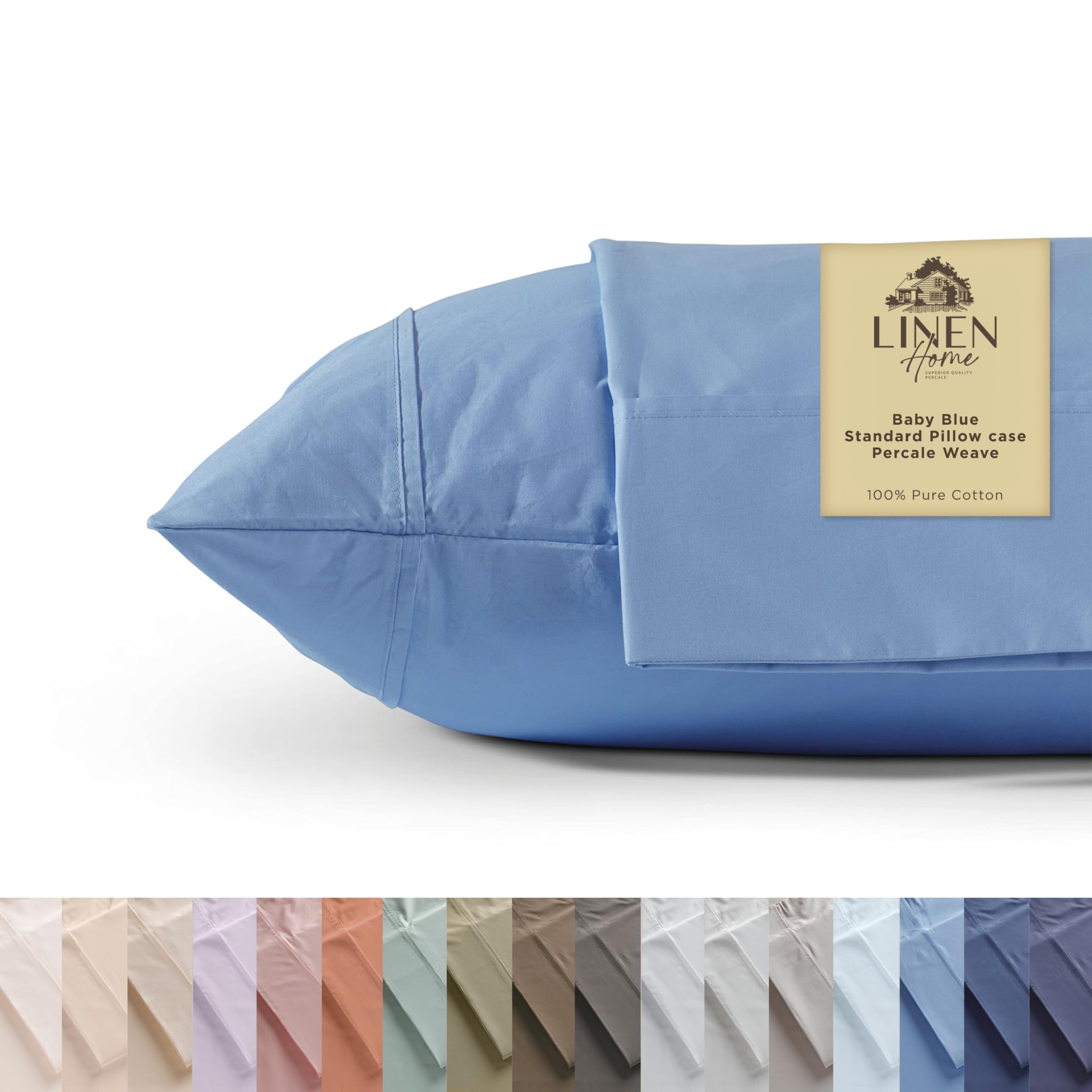 100% Cotton Percale Pillowcases,2 Pieces of Pillow Case, Crisp and Cool Strong Bed Linen
