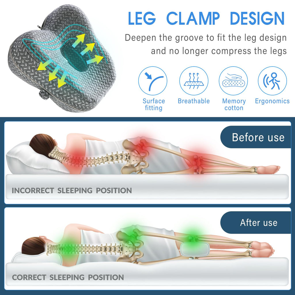 Valueest Memory Foam Knee Pillow, Orthopedic Leg Support for Side Sleepers, Hip Alignment