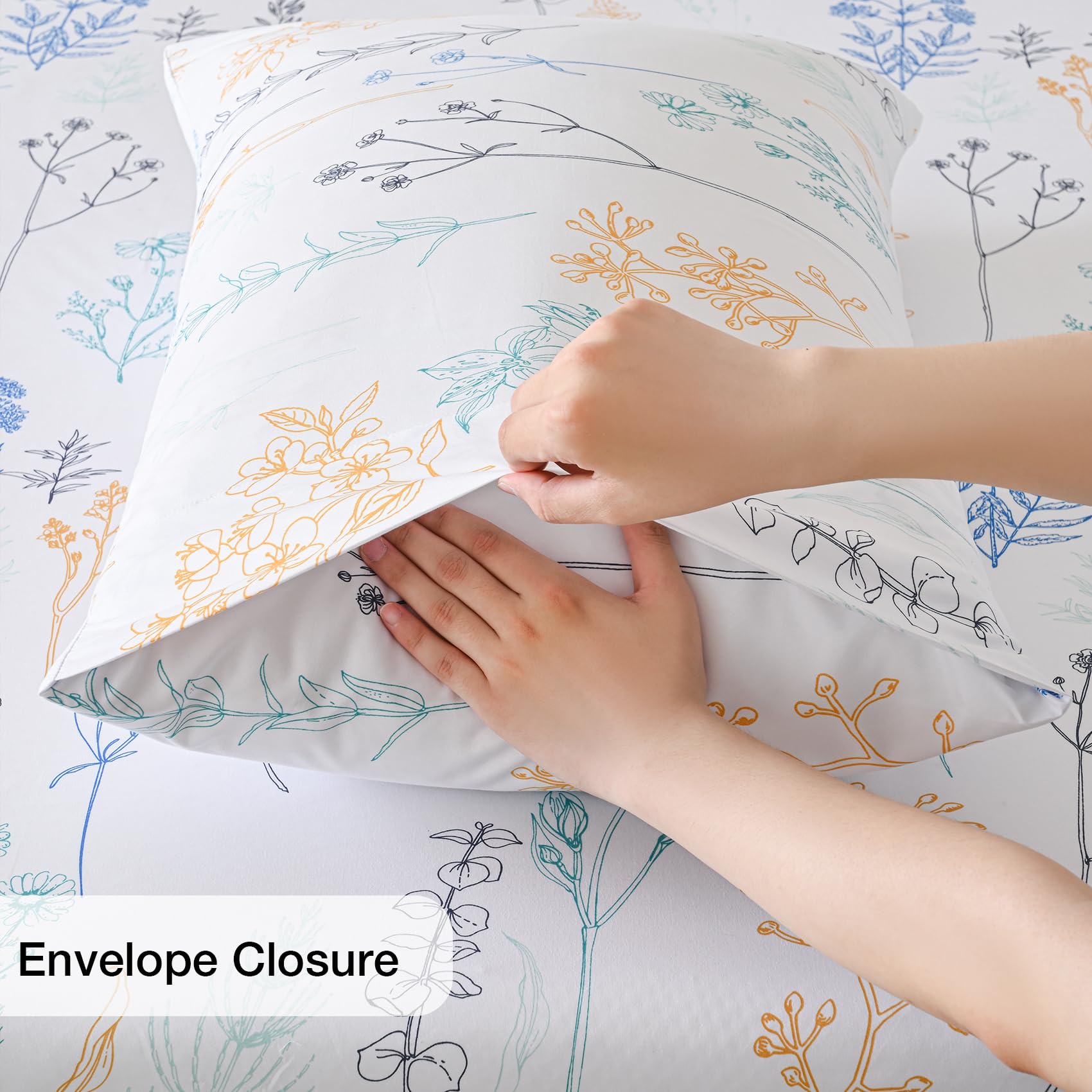 Yibeizi Floral Printed Sheet Set, Boho Pattern Bed Sheets Cooling Bedding Sheets & Pillowcases Soft Microfiber 15" Extra Deep Pocket Fitted Bedsheet 4 Piece