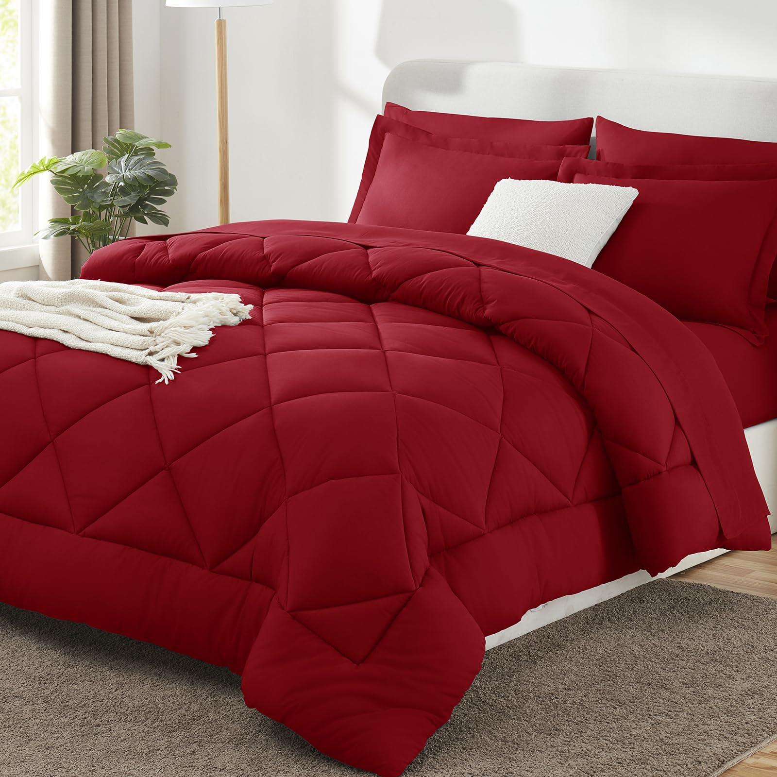 CozyLux Dark Grey Queen 7-Piece Comforter Set