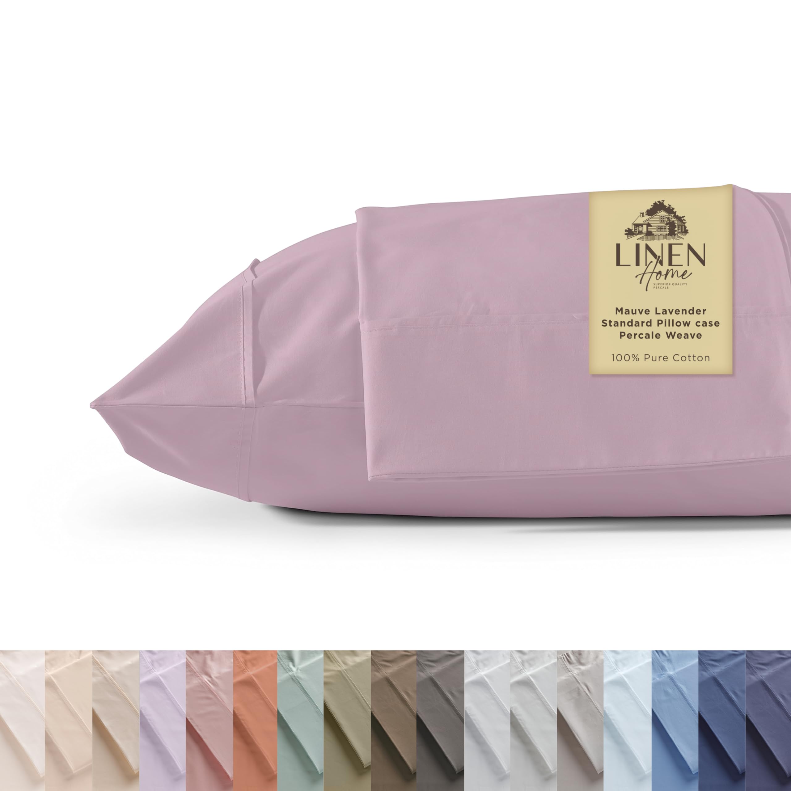 100% Cotton Percale Pillowcases,2 Pieces of Pillow Case, Crisp and Cool Strong Bed Linen