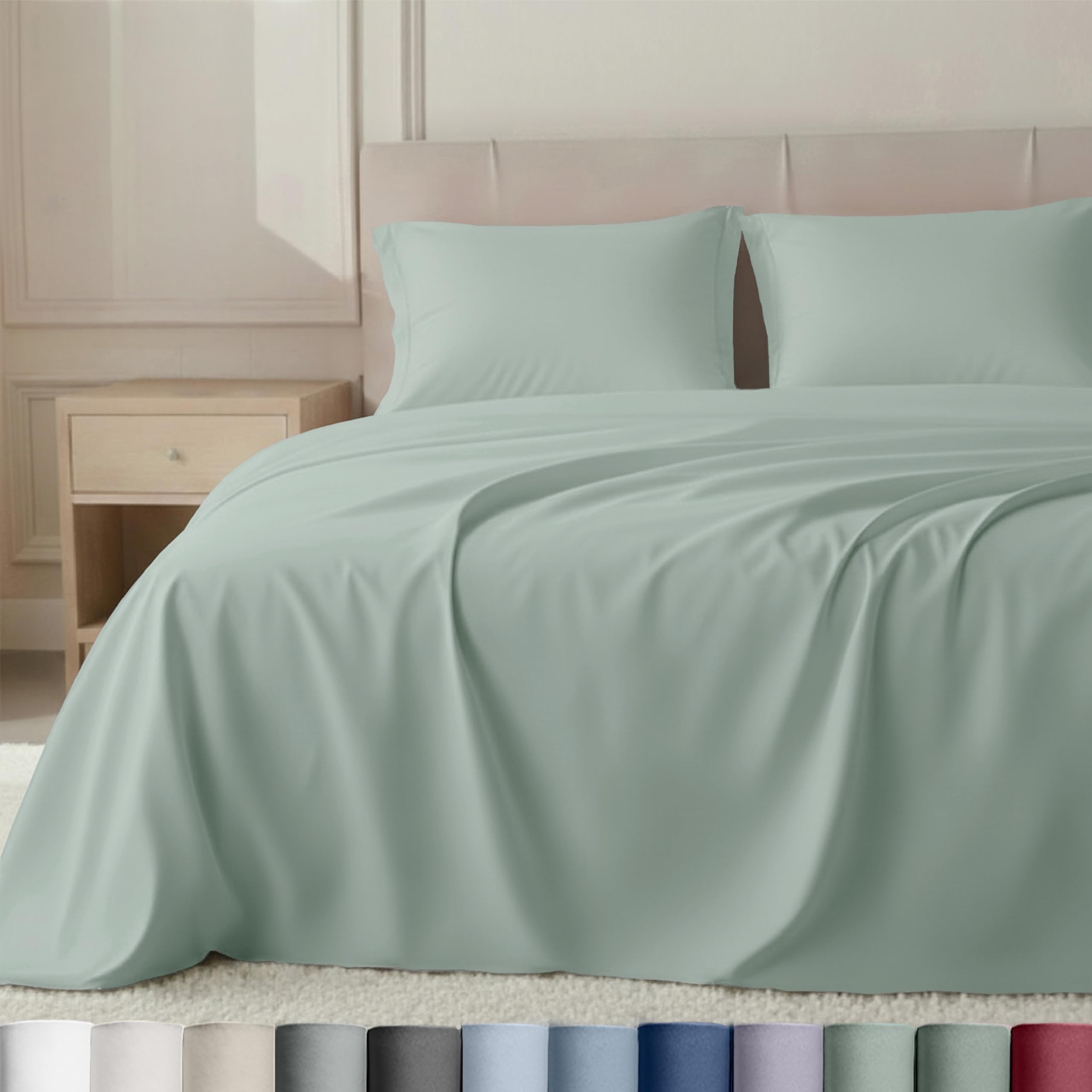 California Design Den Luxury Bed Sheets, Buttery Soft 800 Thread Count, 100% Cotton Sheets, Sateen with Deep Pocket Fitted Sheet