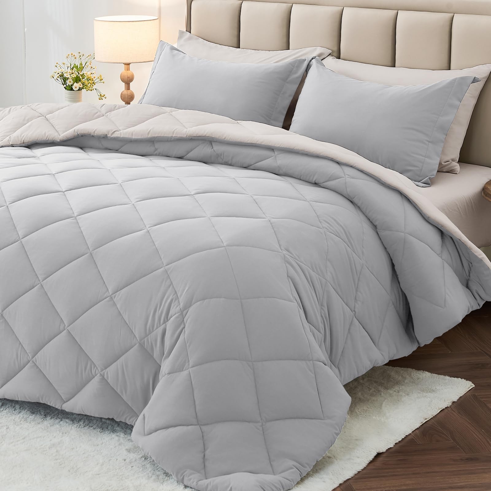 MUXHOMO Reversible 7-Piece All-Season Comforter Set