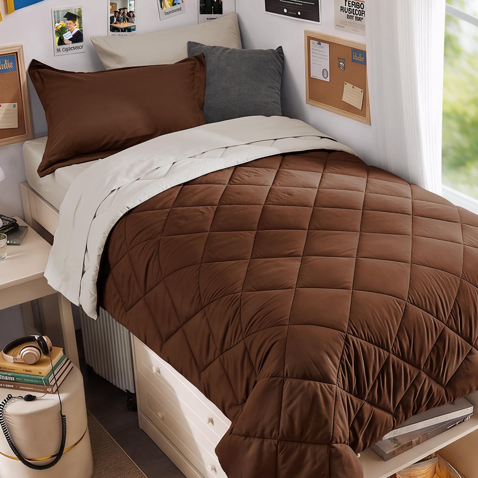 MUXHOMO Reversible 7-Piece All-Season Comforter Set