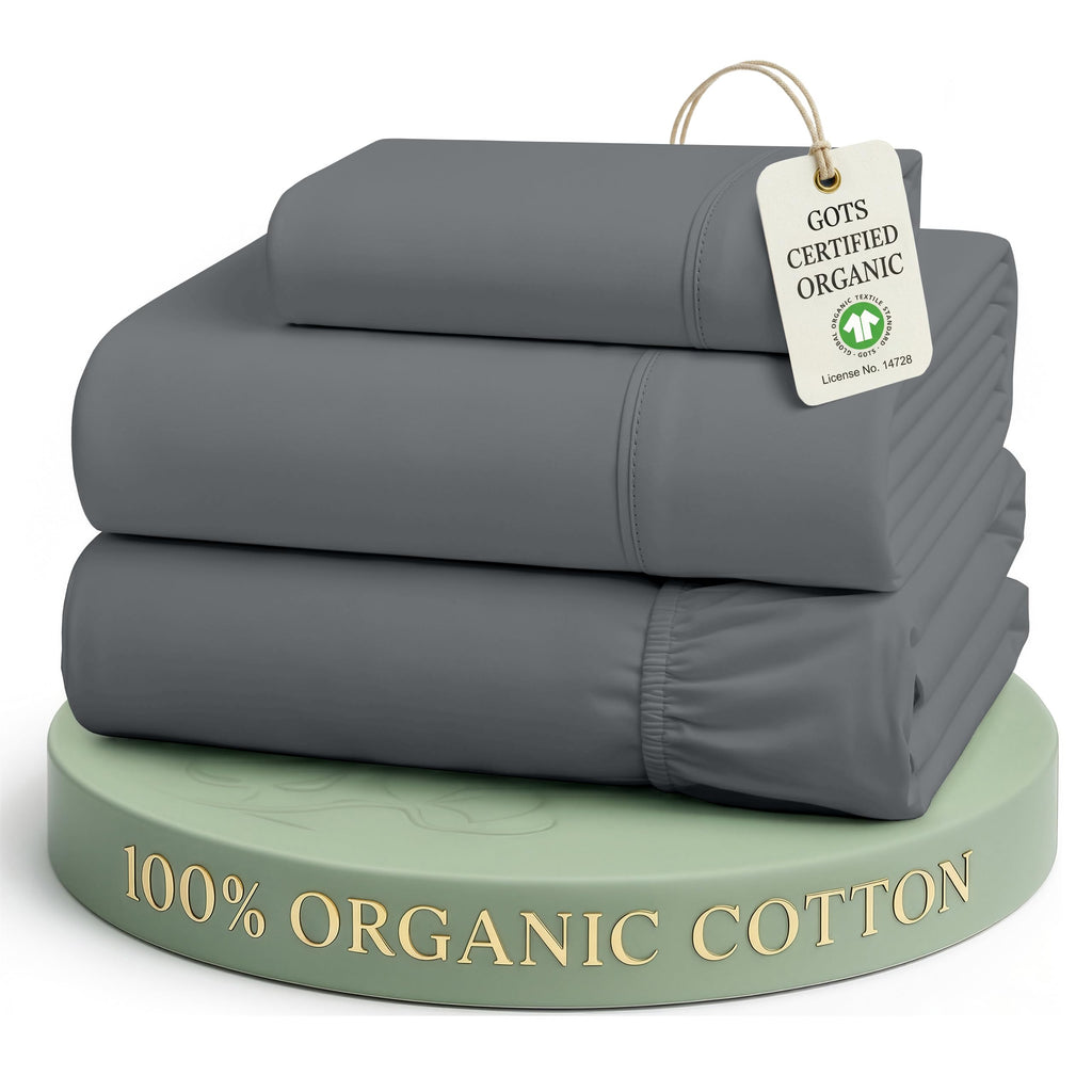 Lane Linen 100% Organic Cotton Sheet Set, Soft Cooling Bed Sheets, Hotel Quality Bed Sheet Set, Breatheble Sheet Set Deep Pocket Upto 15"