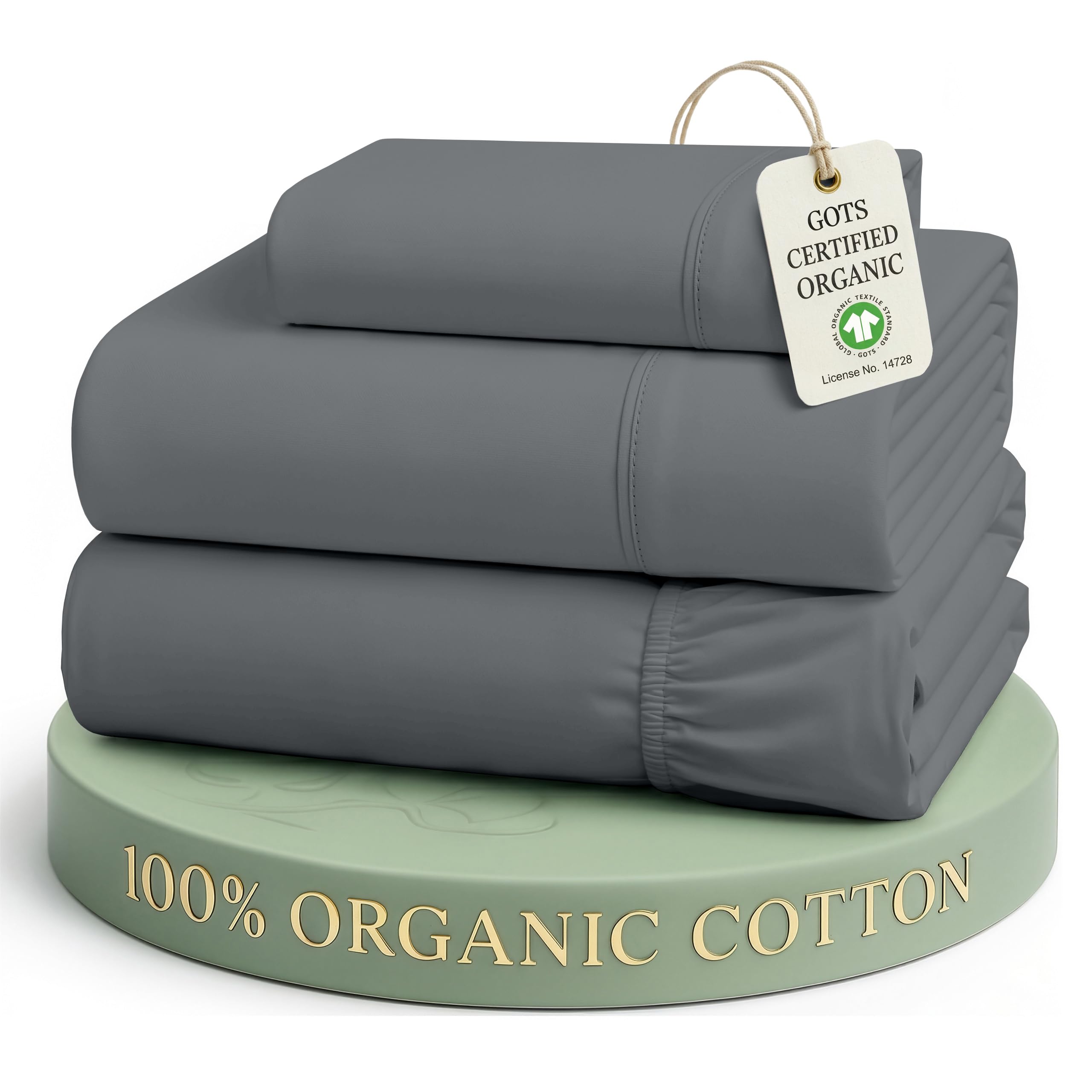 Lane Linen 100% Organic Cotton Sheet Set, Soft Cooling Bed Sheets, Hotel Quality Bed Sheet Set, Breatheble Sheet Set Deep Pocket Upto 15"