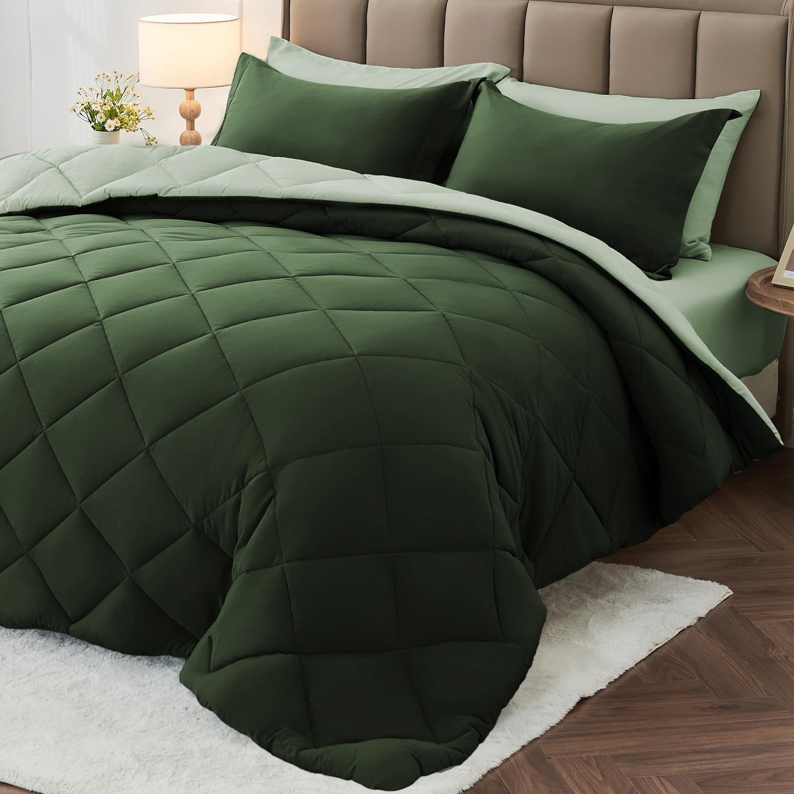 MUXHOMO Reversible 7-Piece All-Season Comforter Set