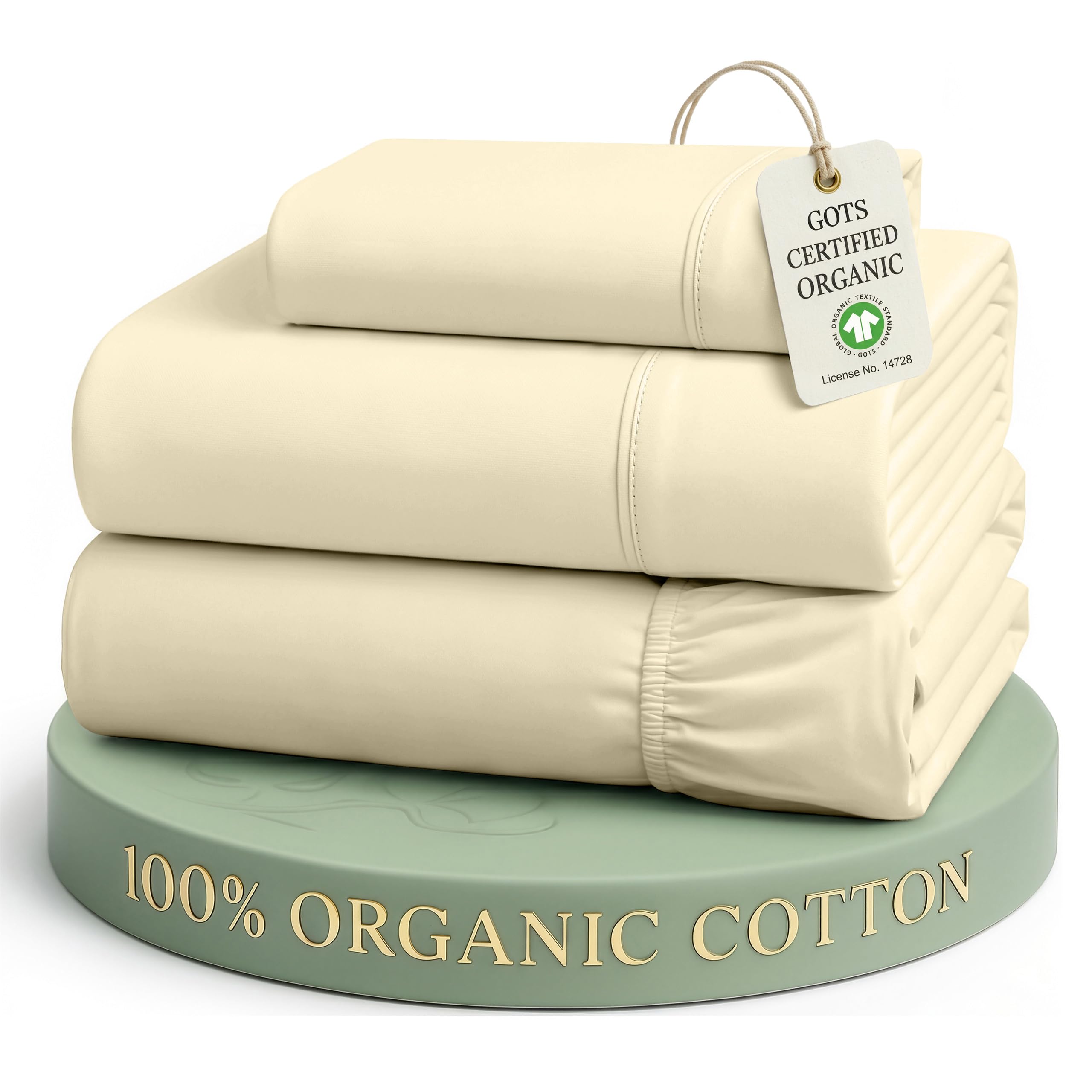 Lane Linen 100% Organic Cotton Sheet Set, Soft Cooling Bed Sheets, Hotel Quality Bed Sheet Set, Breatheble Sheet Set Deep Pocket Upto 15"