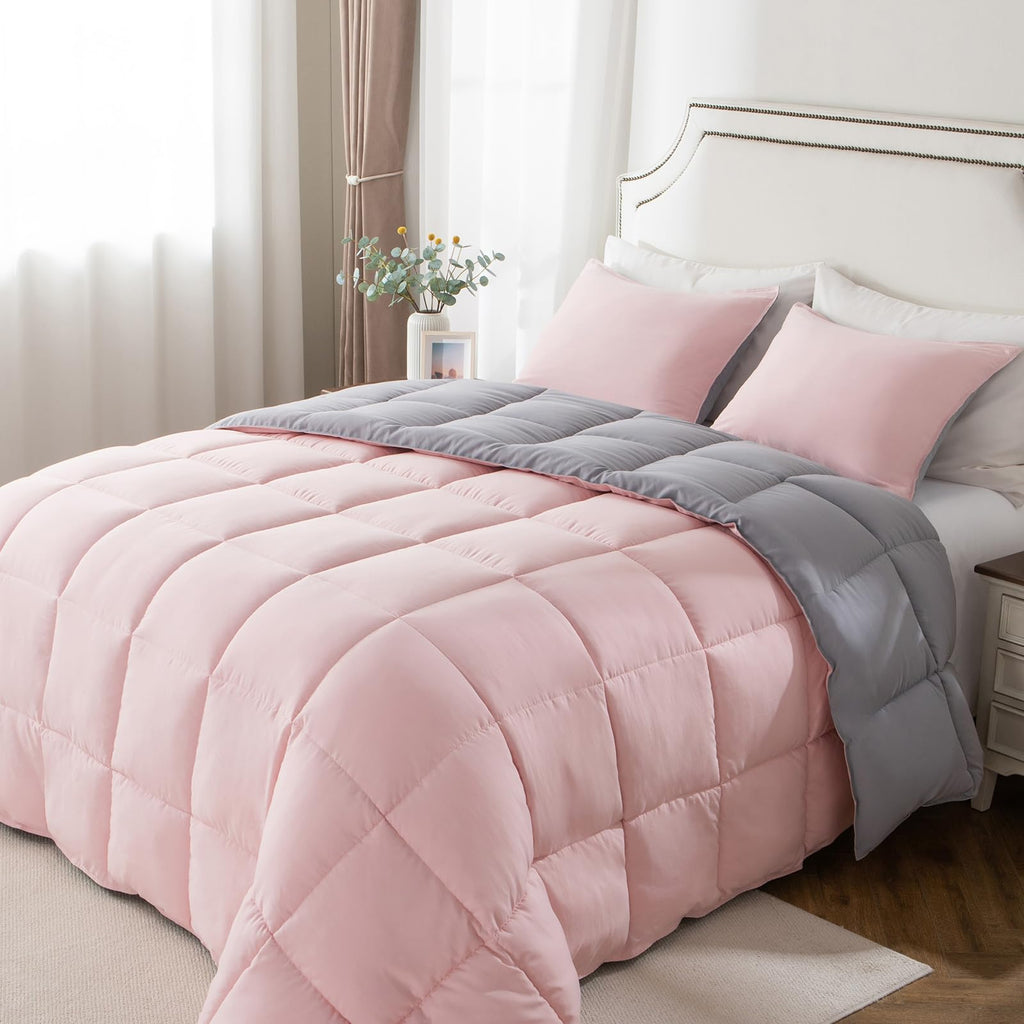 KASENTEX Down Alternative Quilted Comforter Set with Sham(s) - Reversible Ultra Soft Duvet Insert Machine Washable