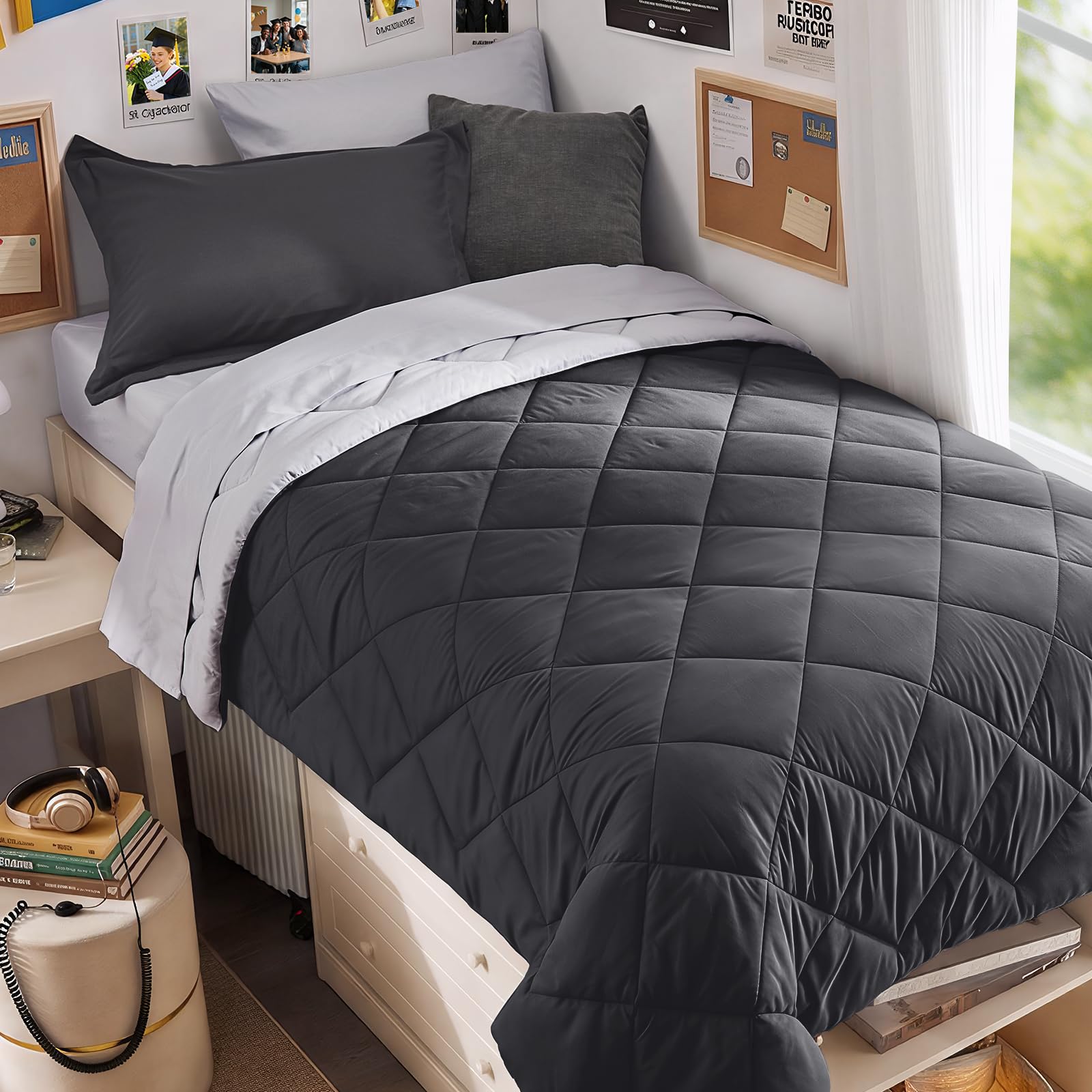 MUXHOMO Reversible 7-Piece All-Season Comforter Set