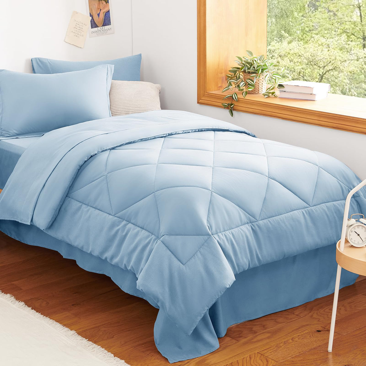 CozyLux Dark Grey Queen 7-Piece Comforter Set