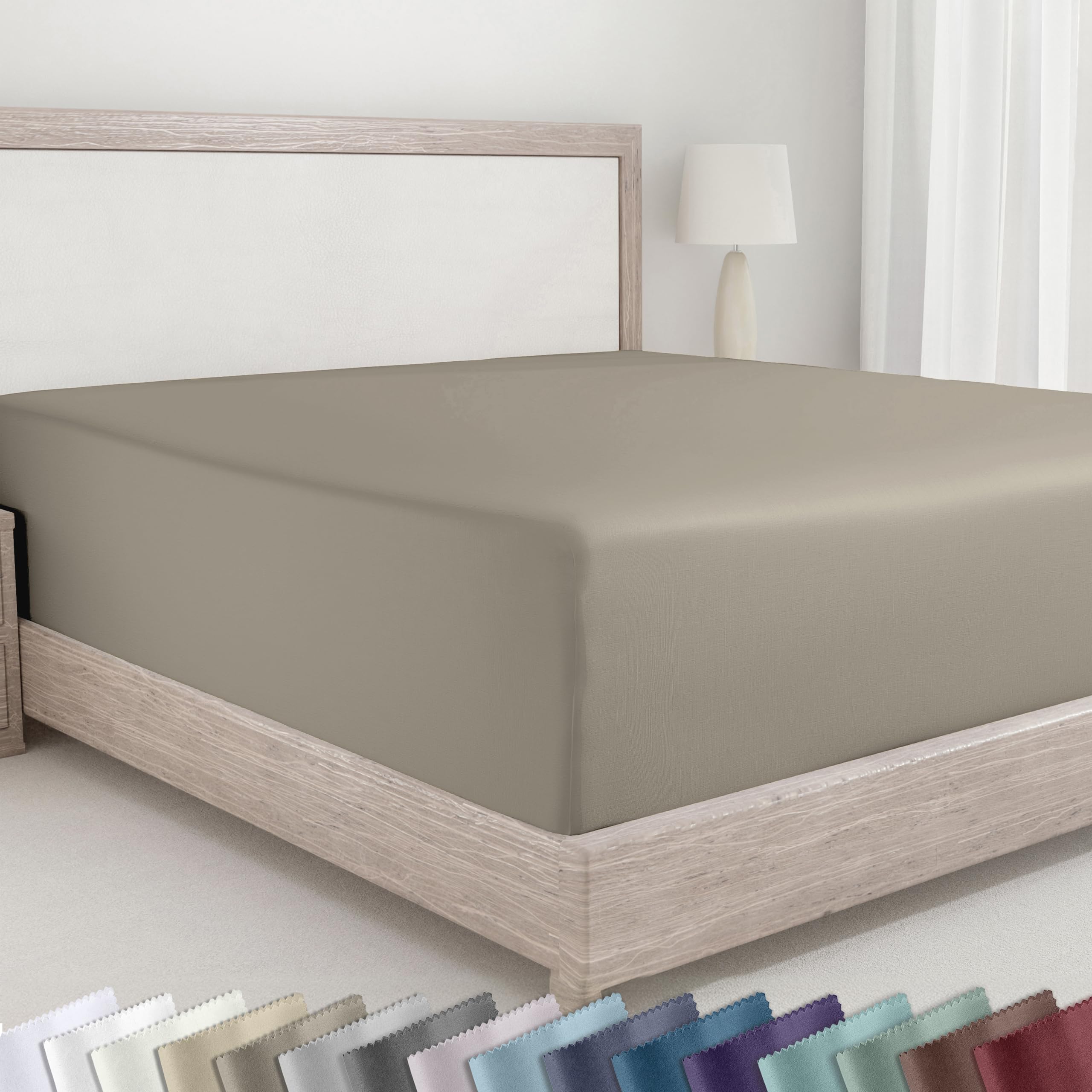 California Design Den 400 Thread Count Fitted Sheet 100% Cotton Sateen, Deep Pocket, Soft & Cooling.