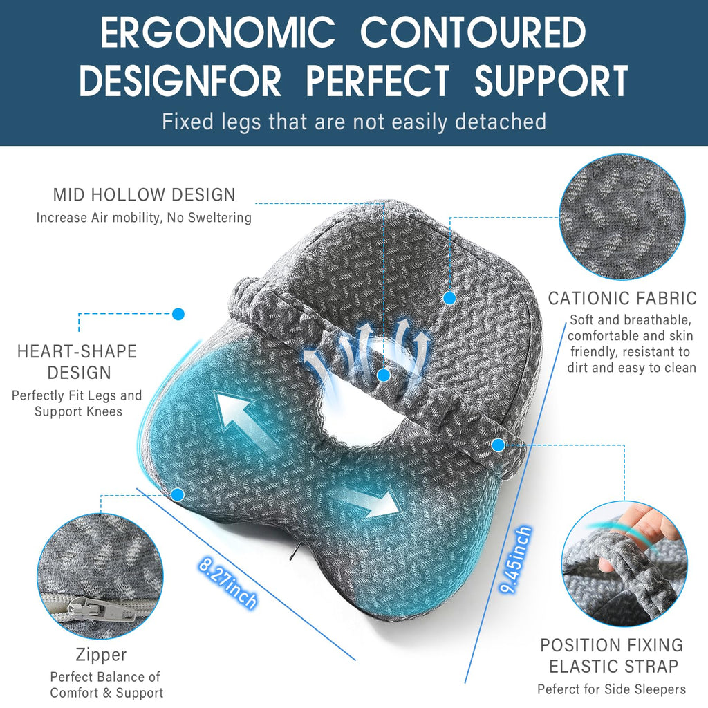 Valueest Memory Foam Knee Pillow, Orthopedic Leg Support for Side Sleepers, Hip Alignment