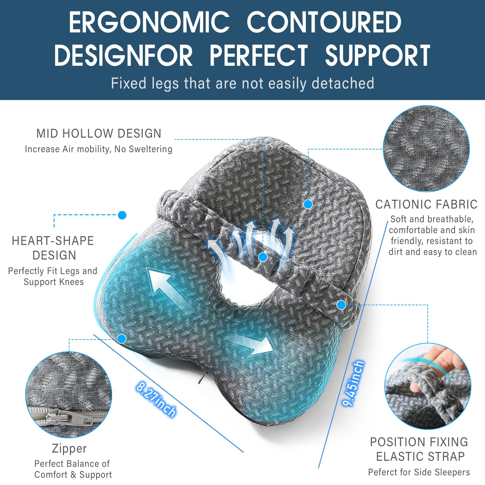 Valueest Memory Foam Knee Pillow, Orthopedic Leg Support for Side Sleepers, Hip Alignment