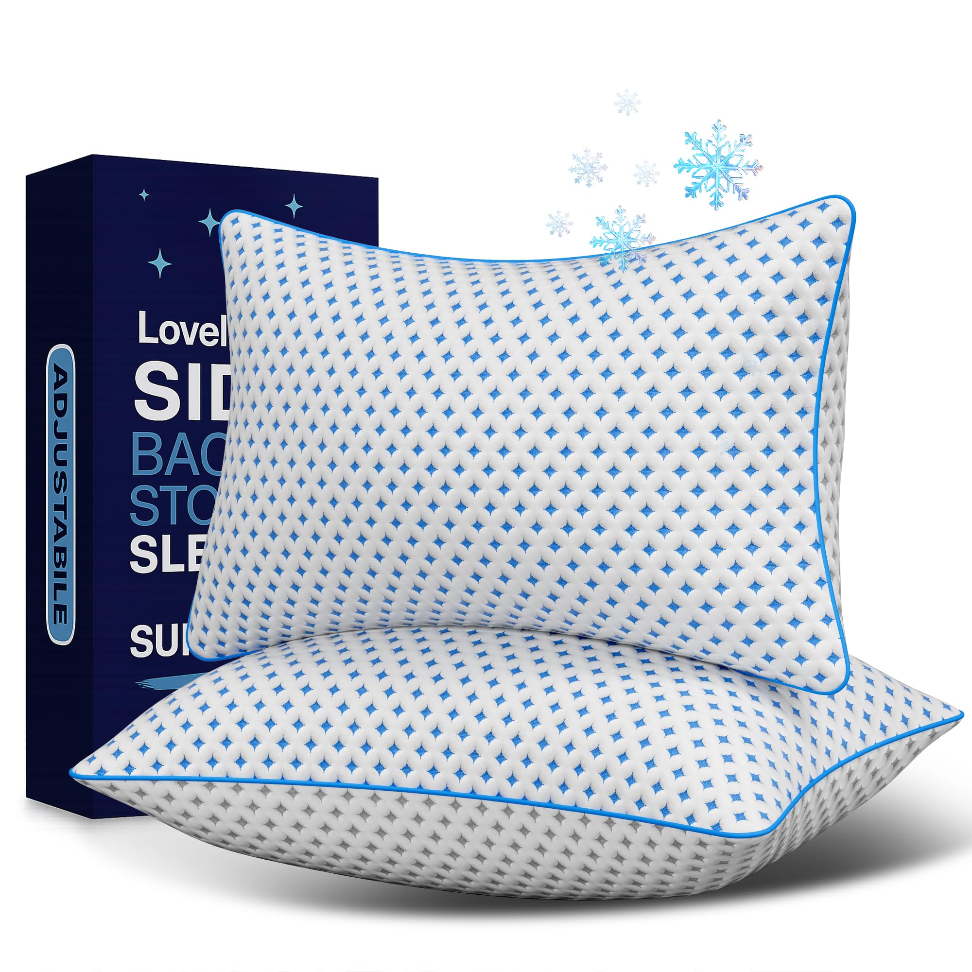 LOVELYREST Memory Foam Pillow – Cooling Pillow for Sleeping, Firm, and Breathable Design for Hot, Side, Back, and Stomach Sleepers