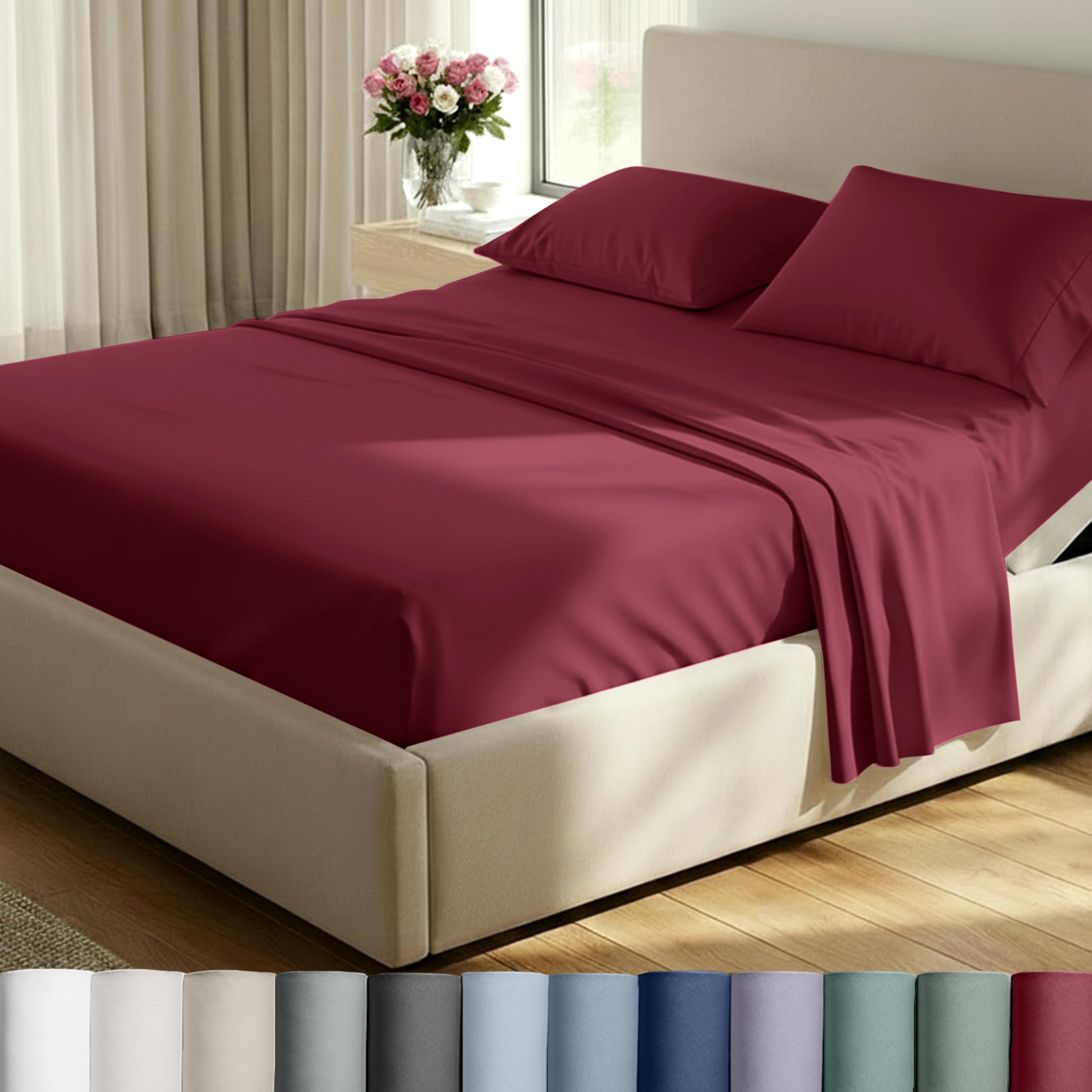 California Design Den Luxury Bed Sheets, Buttery Soft 800 Thread Count, 100% Cotton Sheets, Sateen with Deep Pocket Fitted Sheet