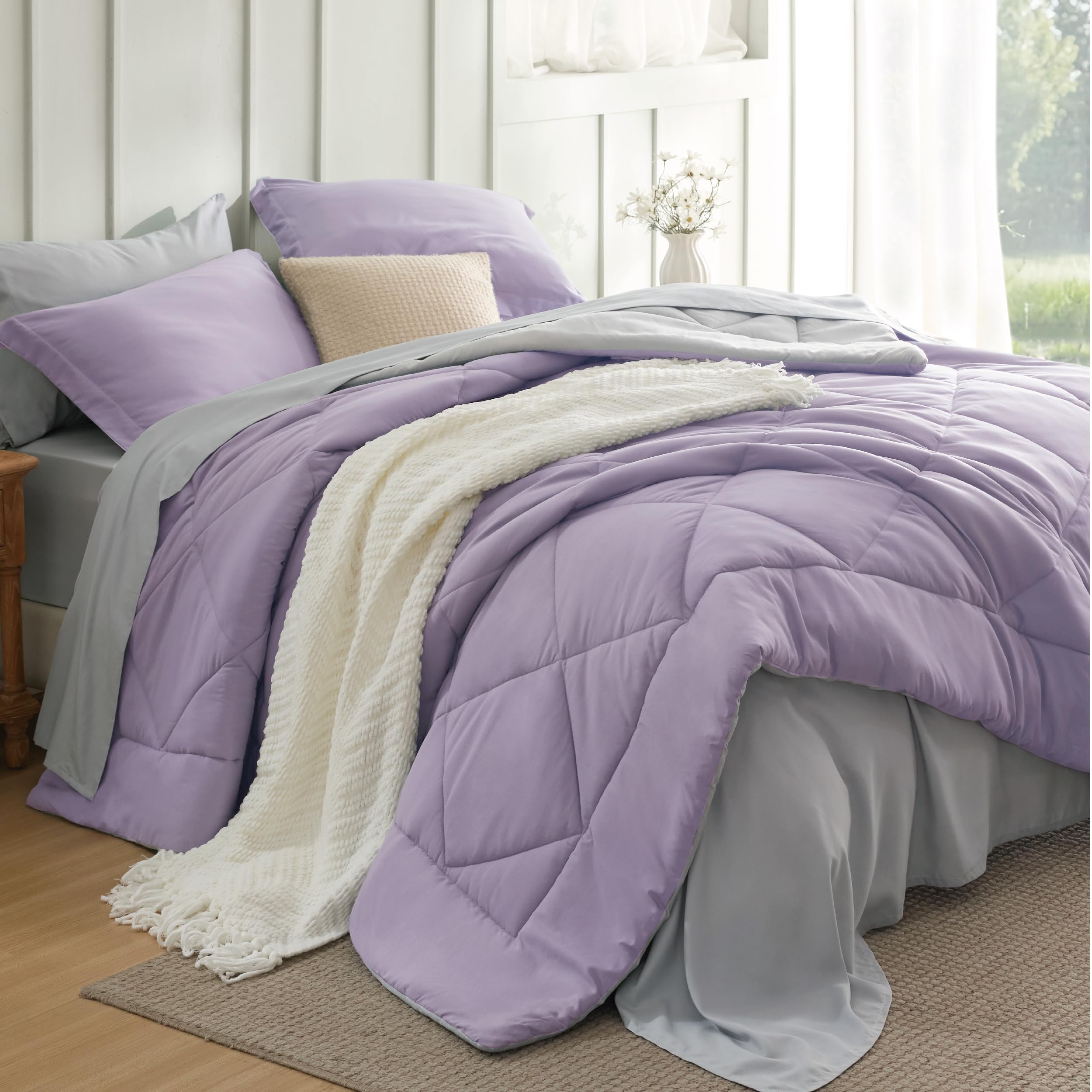 Bedsure Comforter Set - Reversible Comforters Bed Set, Bed in a Bag with Comforter, Sheets, Pillowcases & Shams