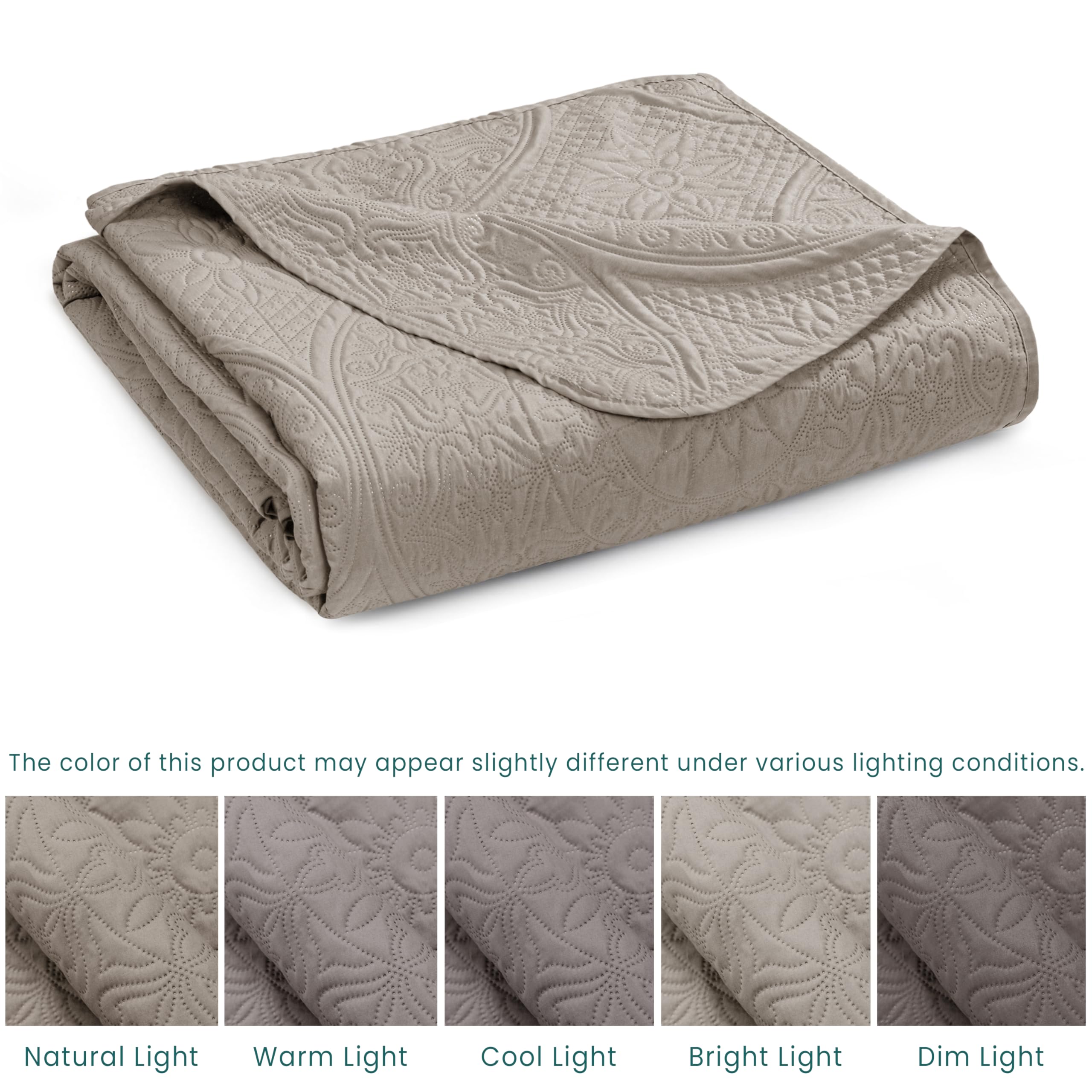 Cotton Passion Quilt Bedding Set - Lightweight Quilted Microfiber Bedspread Floral Pattern