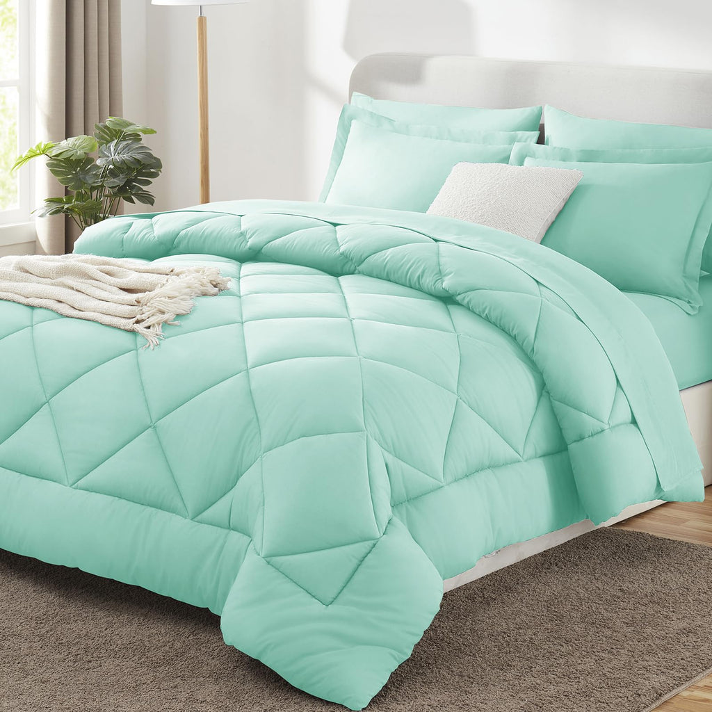 CozyLux Dark Grey Queen 7-Piece Comforter Set