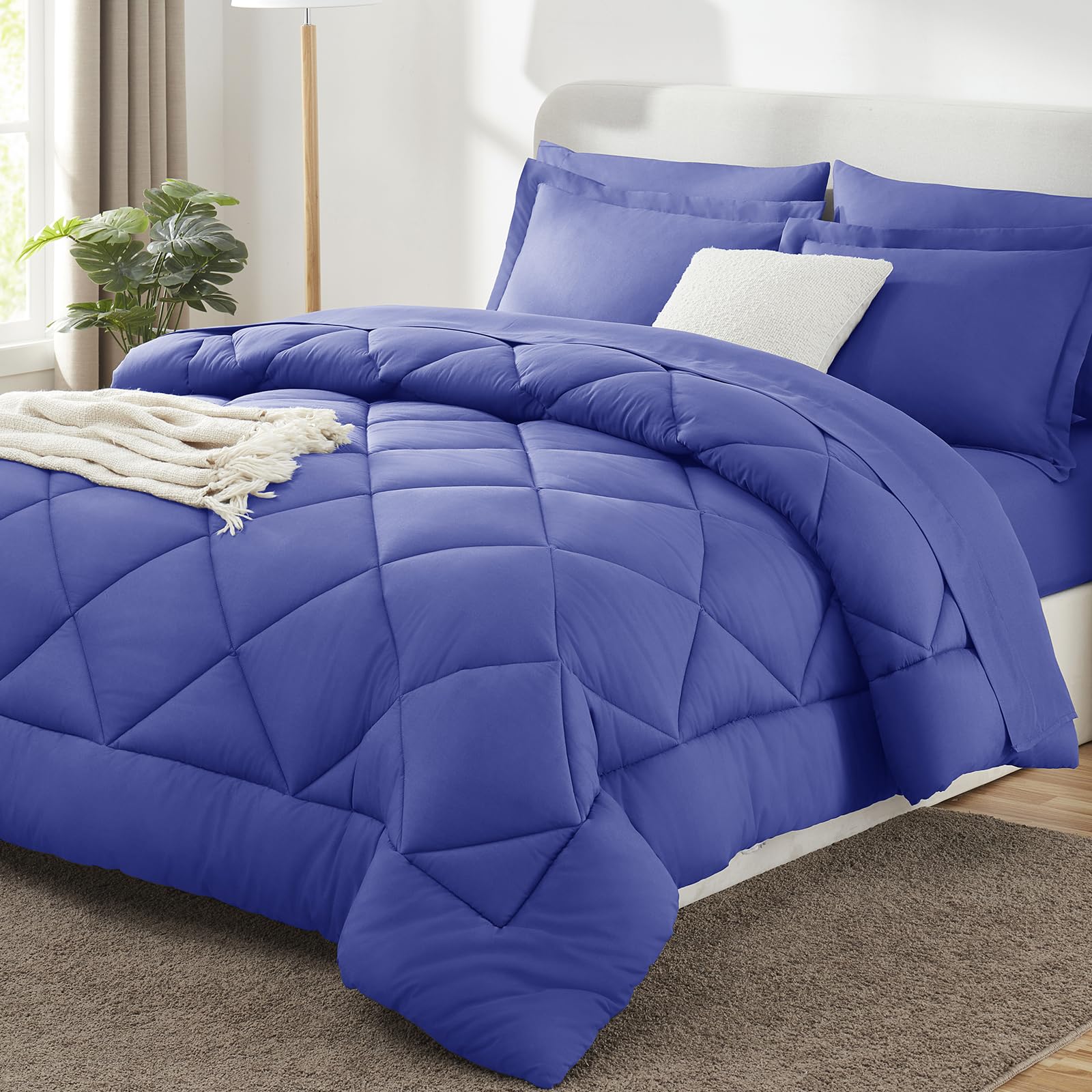 CozyLux Dark Grey Queen 7-Piece Comforter Set