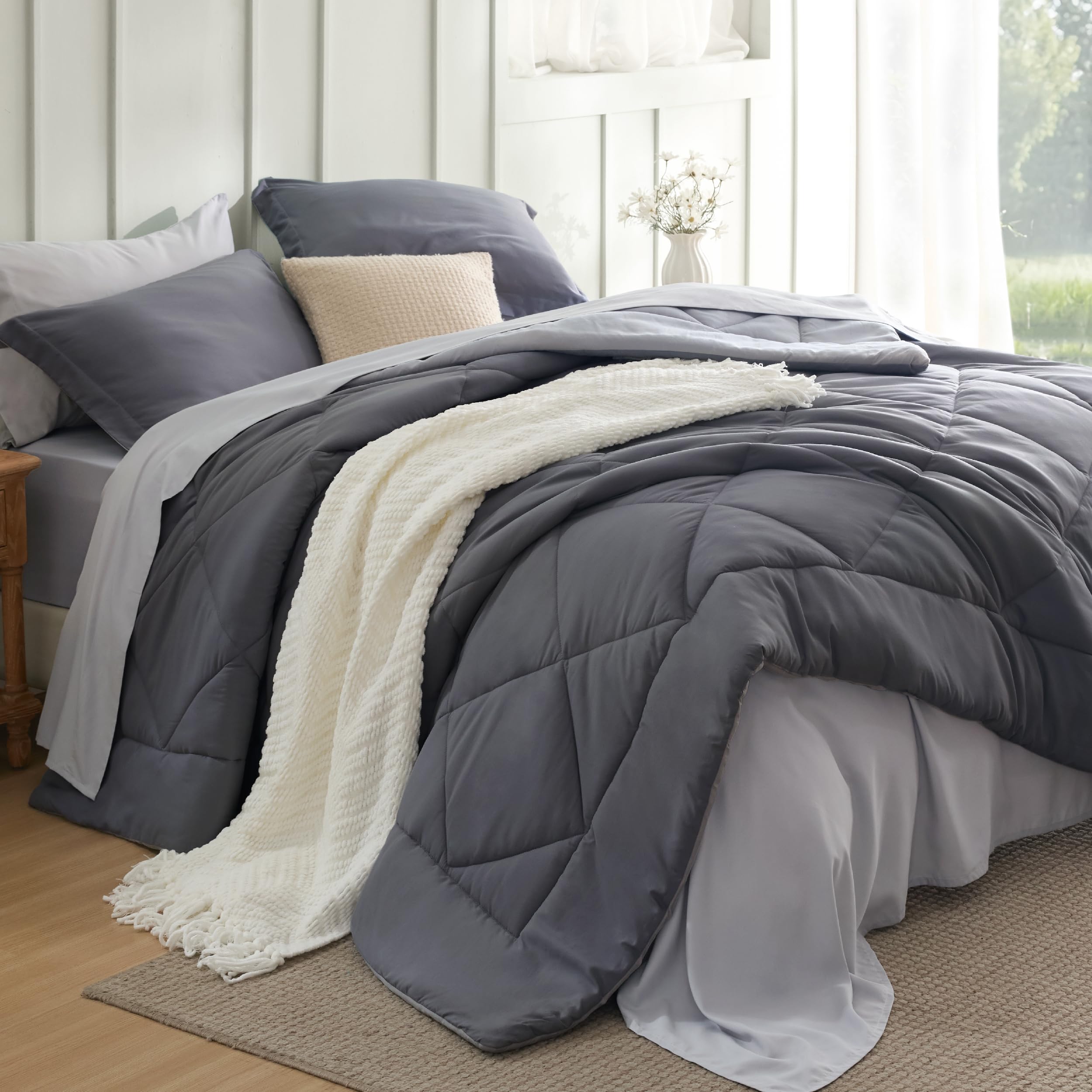 Bedsure Comforter Set - Reversible Comforters Bed Set, Bed in a Bag with Comforter, Sheets, Pillowcases & Shams