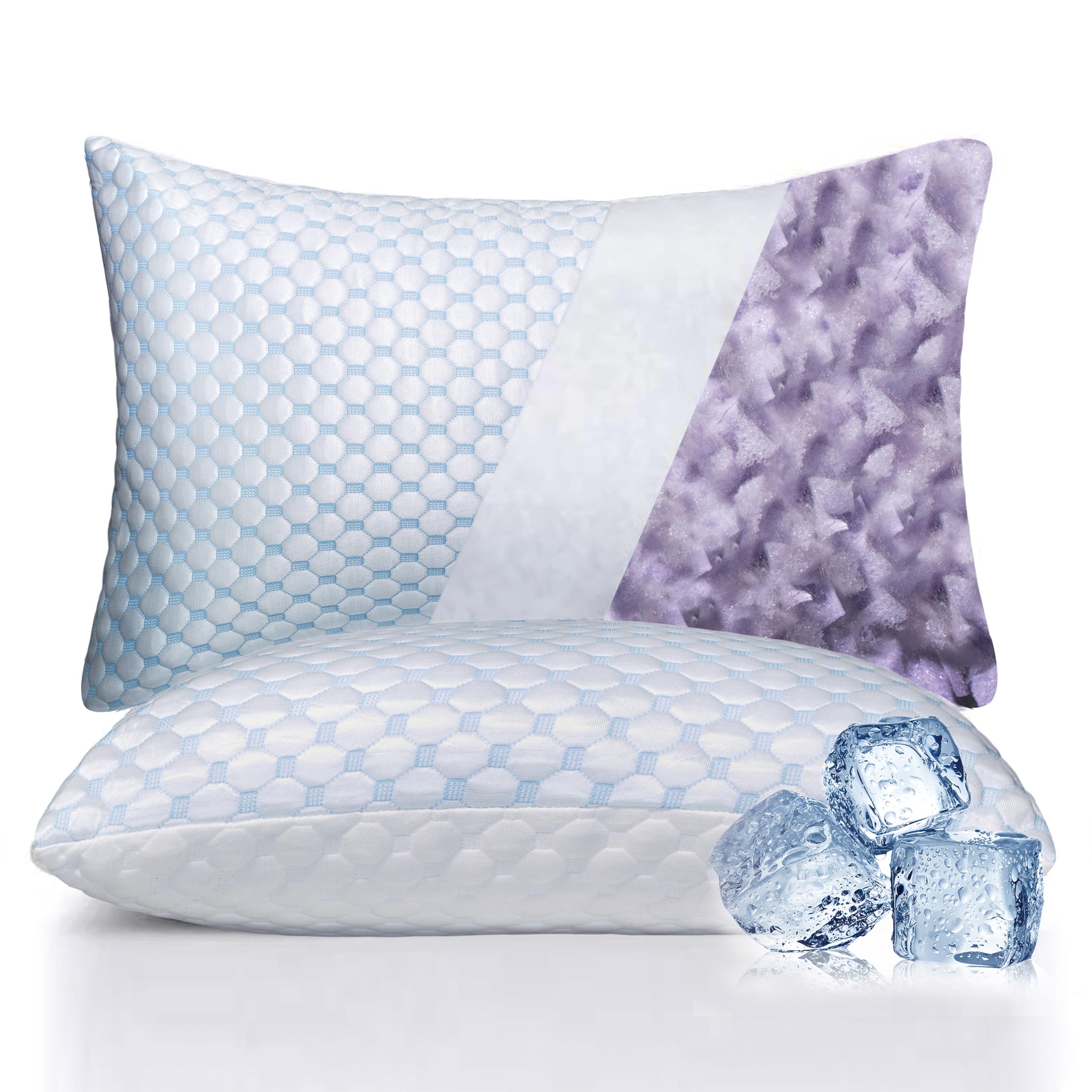 JMZANSI Premium Adjustable Shredded Memory Foam Pillow - Suitable for Side, Back, and Stomach Sleepers, with Cooling Fiber Machine Washable Cover
