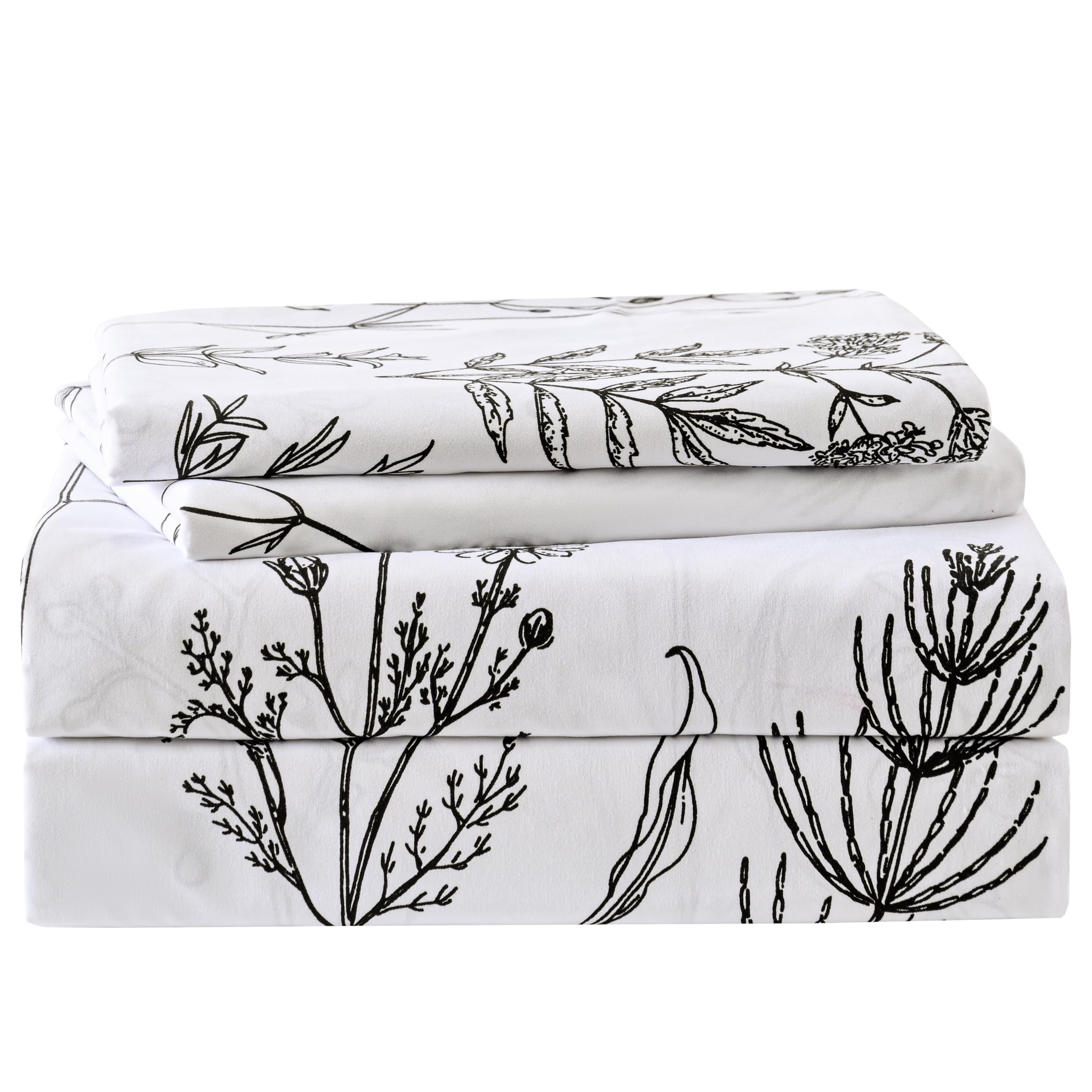 Yibeizi Floral Printed Sheet Set, Boho Pattern Bed Sheets Cooling Bedding Sheets & Pillowcases Soft Microfiber 15" Extra Deep Pocket Fitted Bedsheet 4 Piece