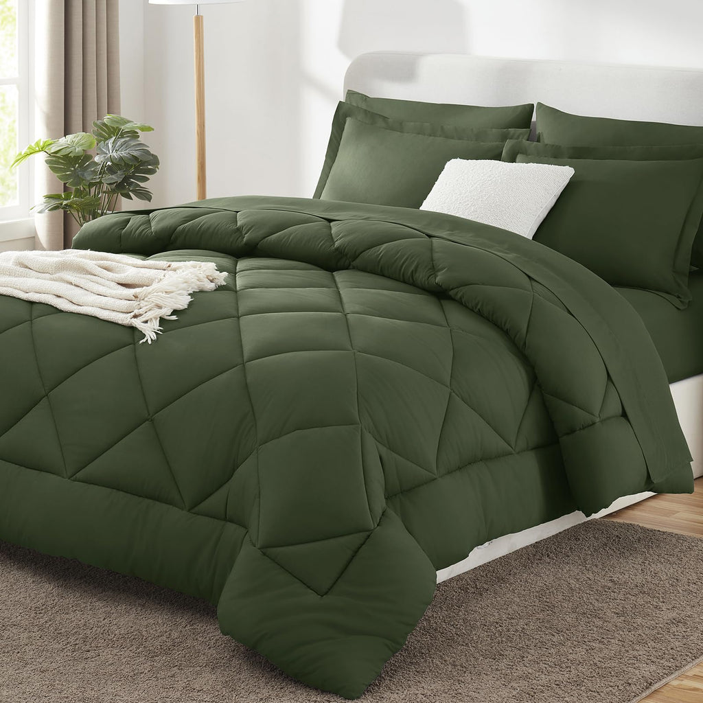 CozyLux Dark Grey Queen 7-Piece Comforter Set