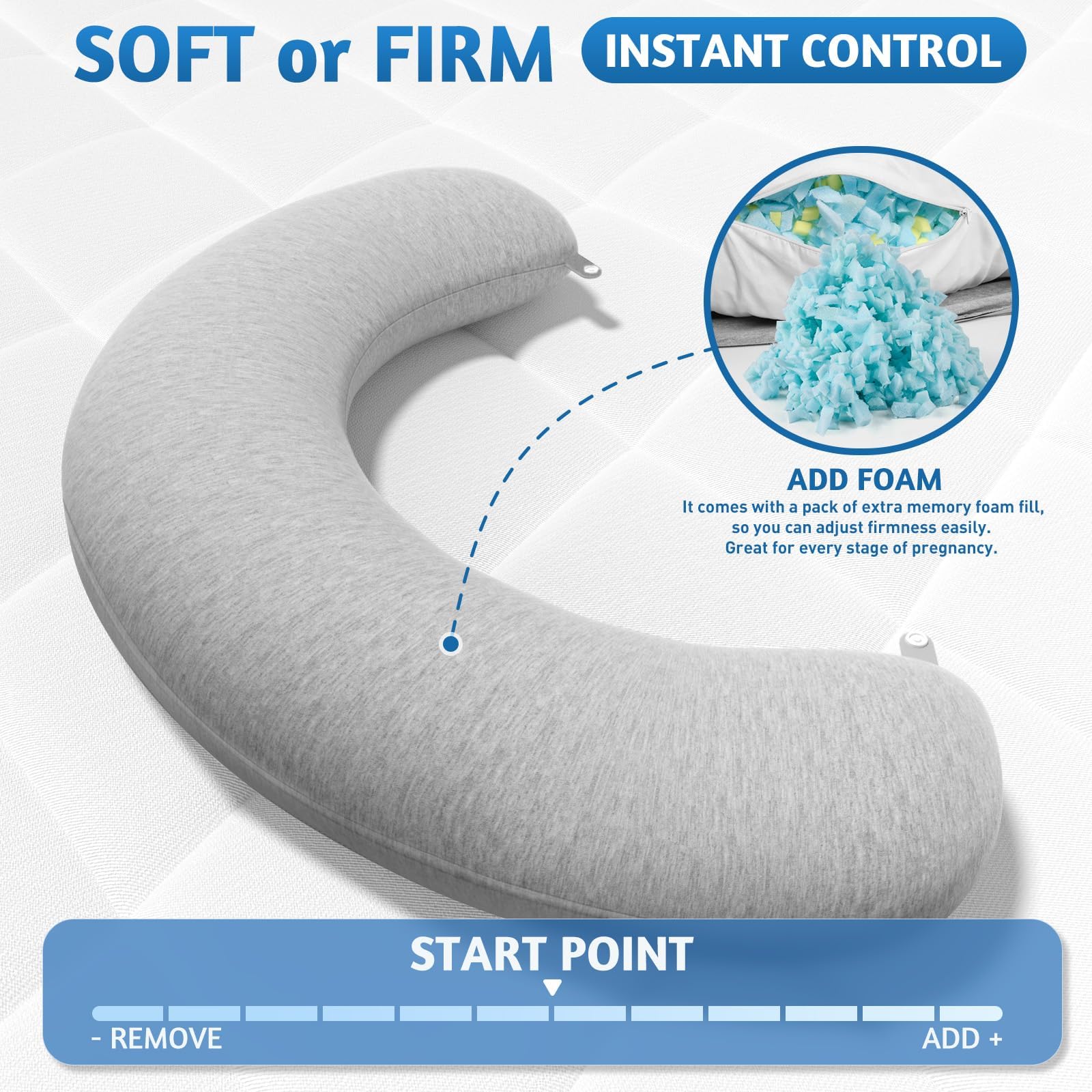 SweetSlubr Memory Foam Full Body Pillow Pregnancy Pillow