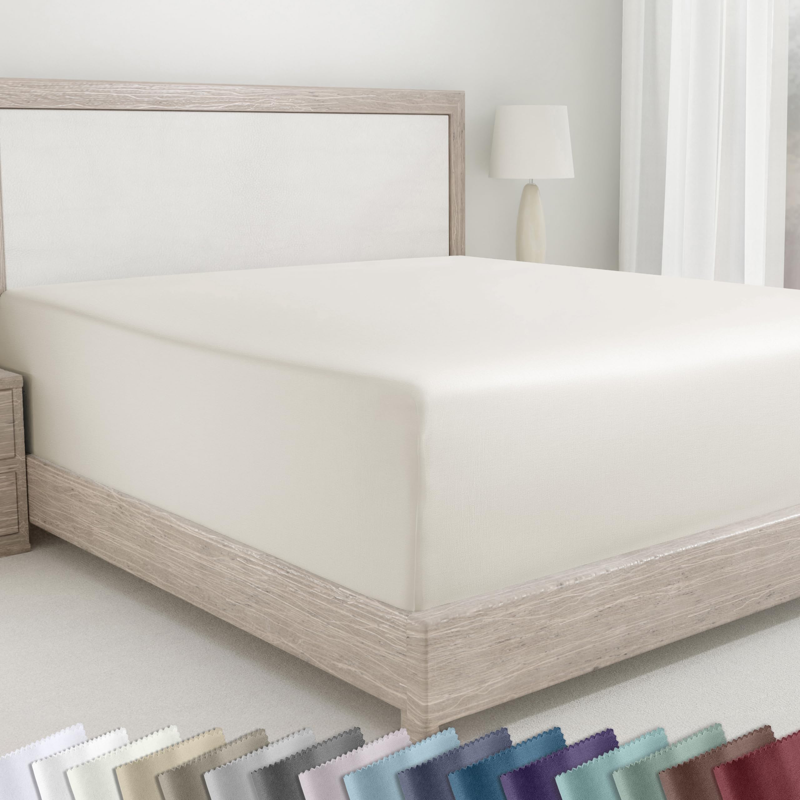 California Design Den 400 Thread Count Fitted Sheet 100% Cotton Sateen, Deep Pocket, Soft & Cooling.