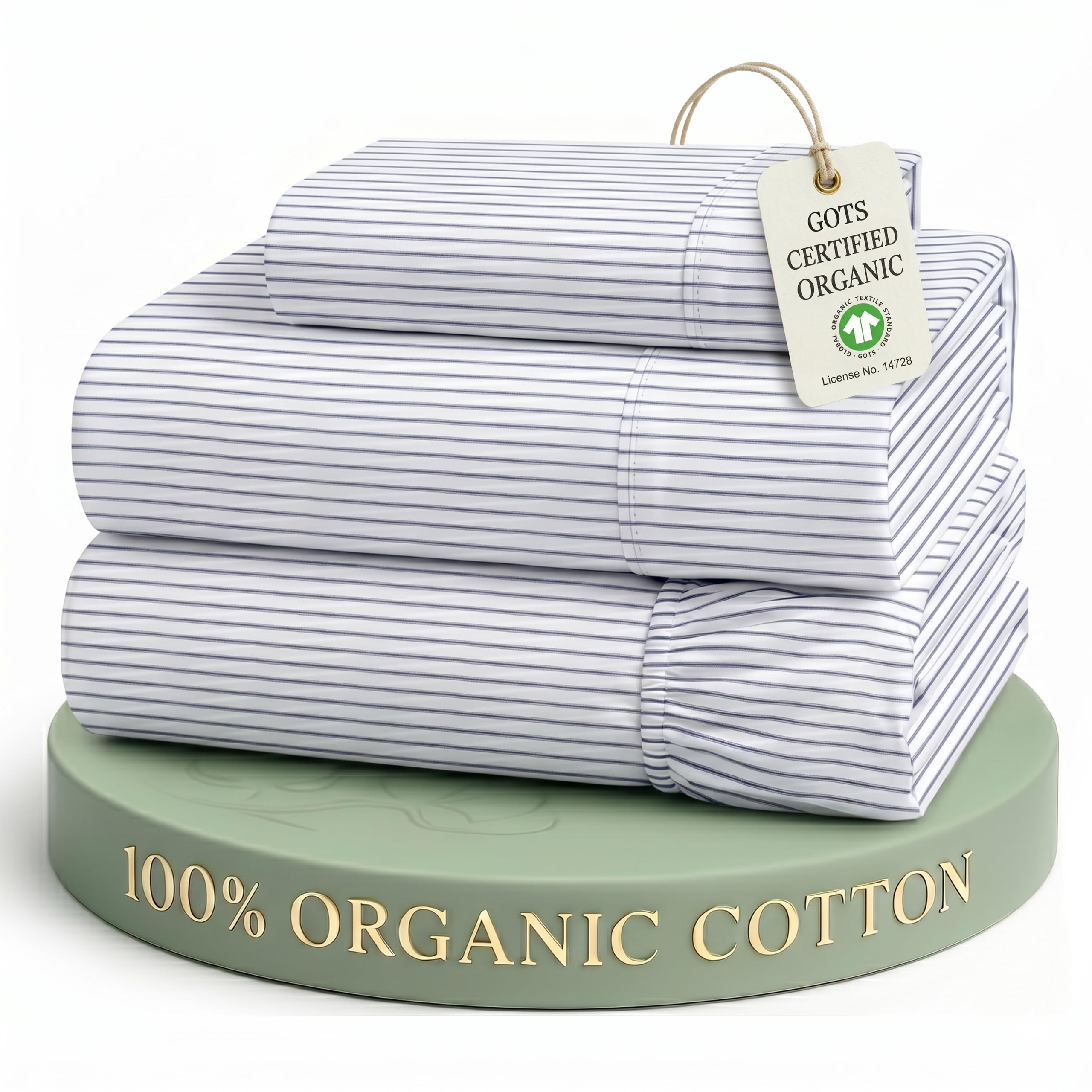 Lane Linen 100% Organic Cotton Sheet Set, Soft Cooling Bed Sheets, Hotel Quality Bed Sheet Set, Breatheble Sheet Set Deep Pocket Upto 15"