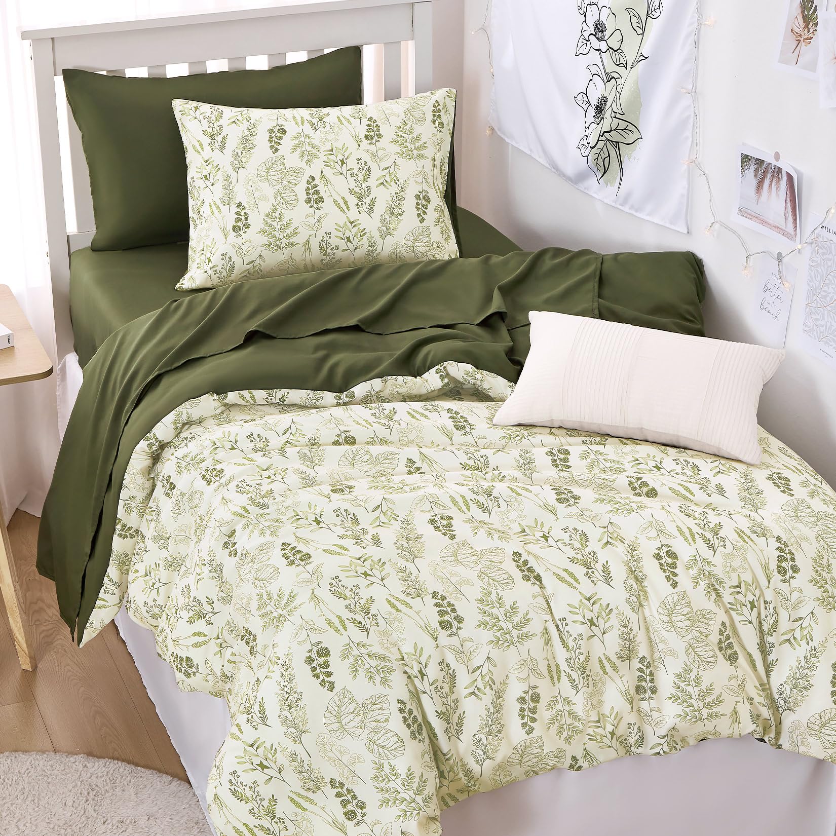 Wake In Cloud - Floral Duvet Cover Set, Botanical Vintage Flower Coquette Cottagecore Aesthetic for Women Teen Girls, Soft Lightweight Bedding, 3-Piece