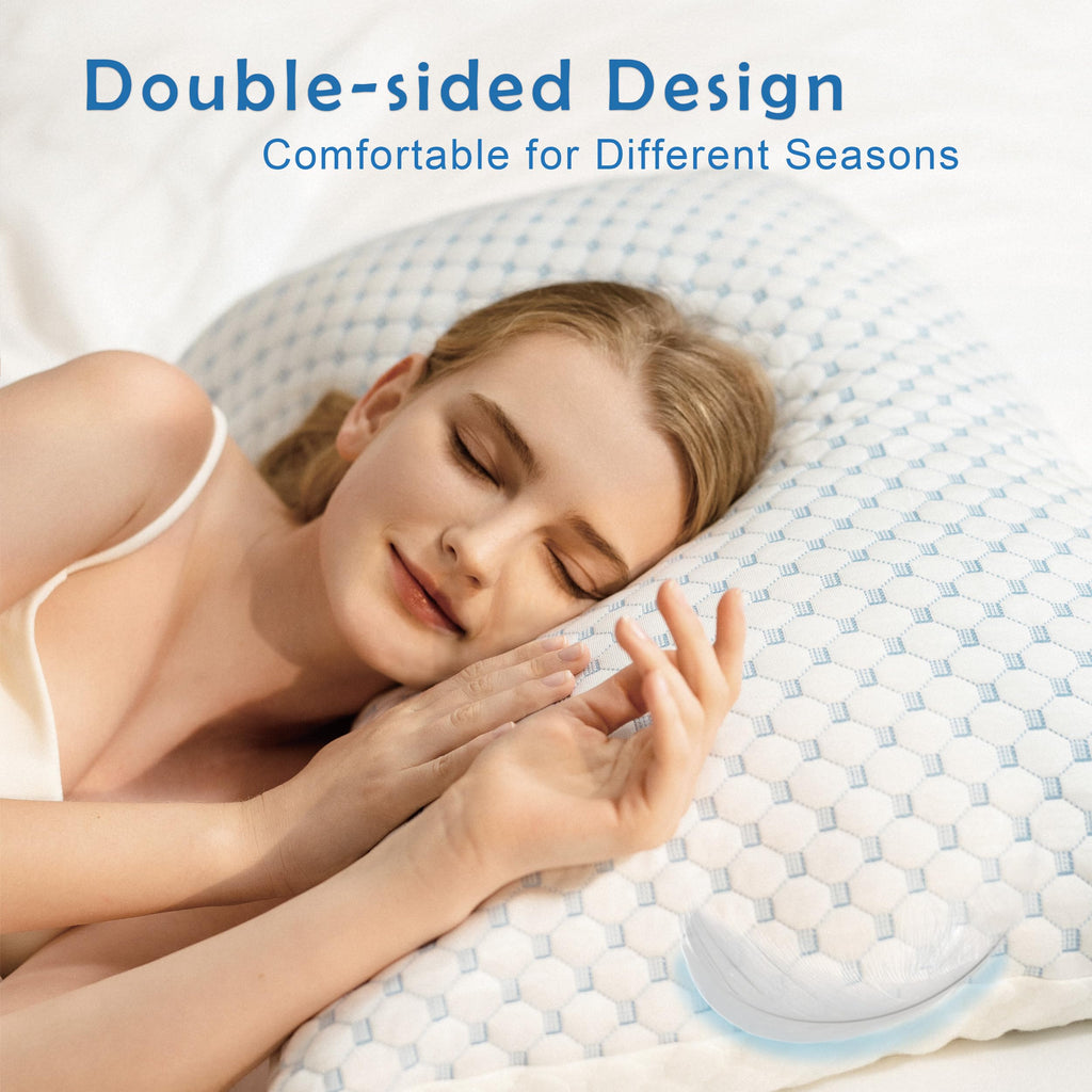 JMZANSI Premium Adjustable Shredded Memory Foam Pillow - Suitable for Side, Back, and Stomach Sleepers, with Cooling Fiber Machine Washable Cover