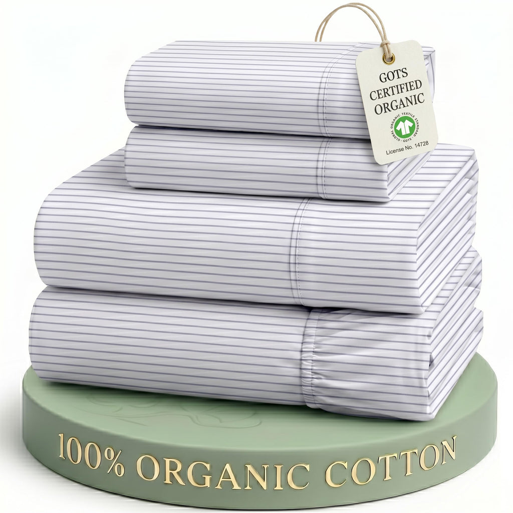 Lane Linen 100% Organic Cotton Sheet Set, Soft Cooling Bed Sheets, Hotel Quality Bed Sheet Set, Breatheble Sheet Set Deep Pocket Upto 15"