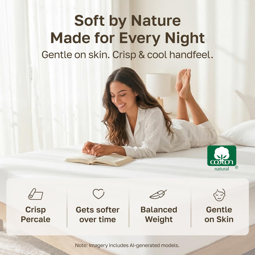 California Design Den 100% Organic Cotton Fitted Sheet Only - Percale Deep Pocket Fitted Sheet, Lightweight, Snug-Fit, Crisp, Durable