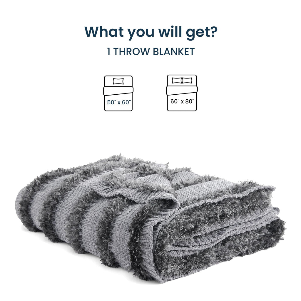 SLEEP ZONE Chenille Throw Blanket for Couch and Bed