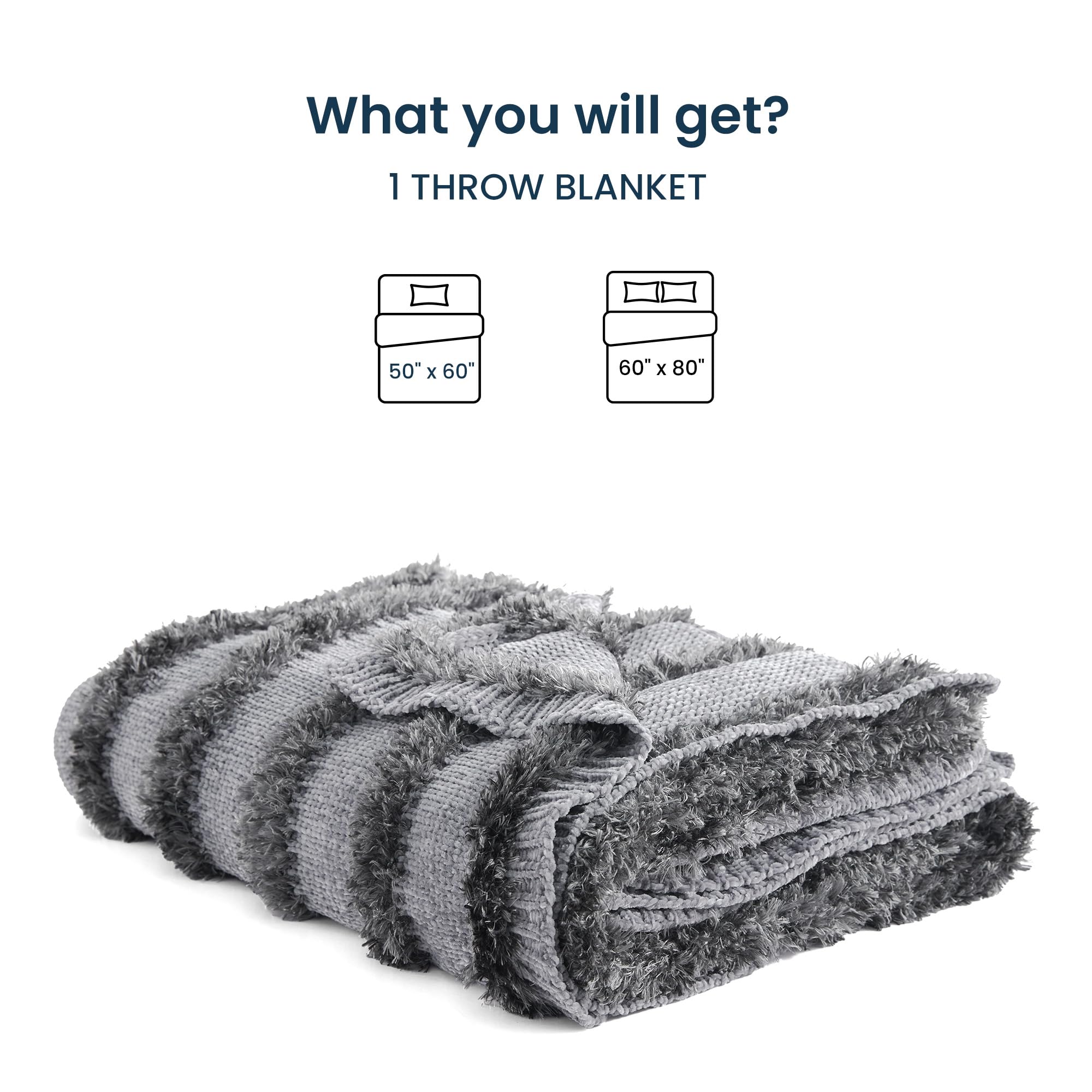 SLEEP ZONE Chenille Throw Blanket for Couch and Bed