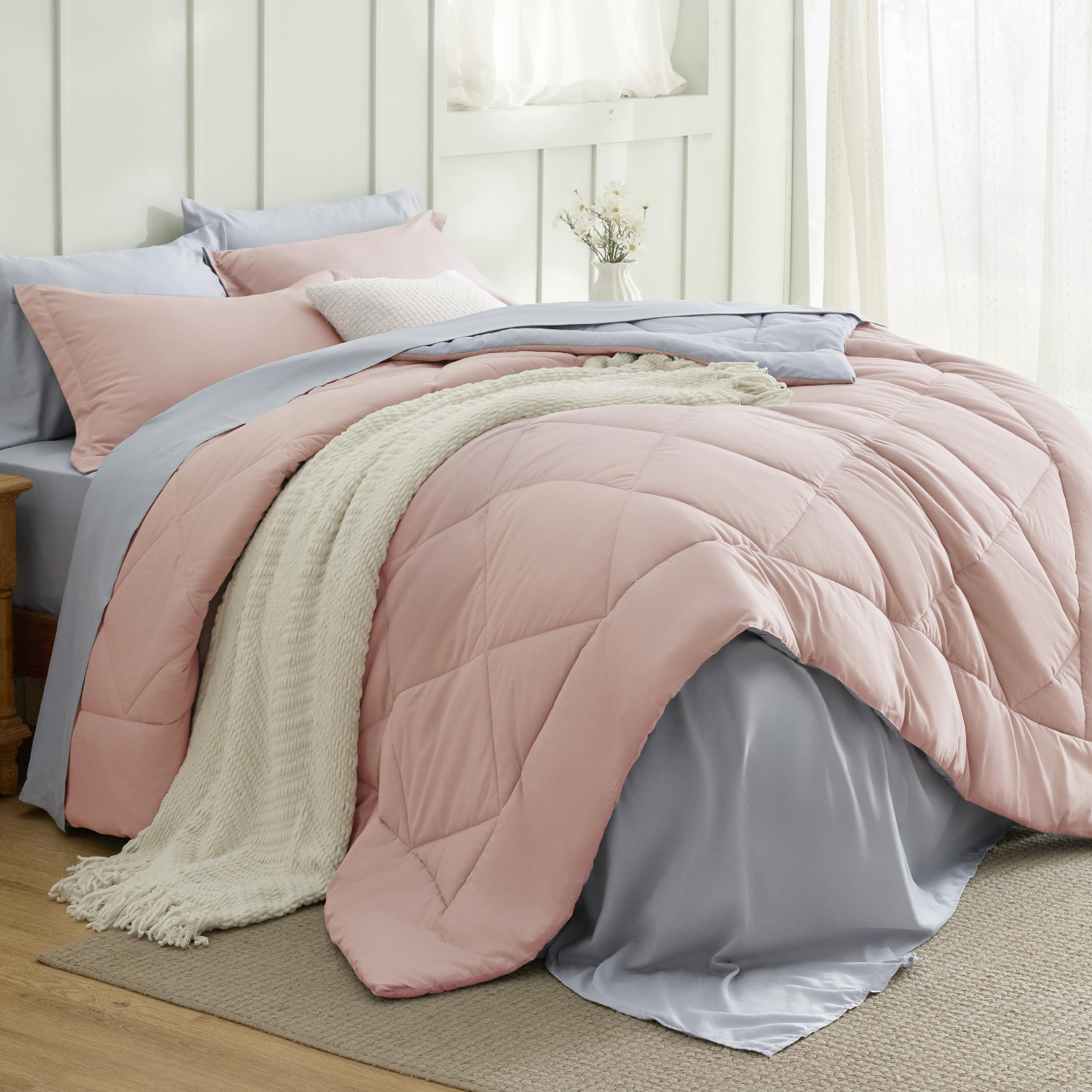 Bedsure Comforter Set - Reversible Comforters Bed Set, Bed in a Bag with Comforter, Sheets, Pillowcases & Shams