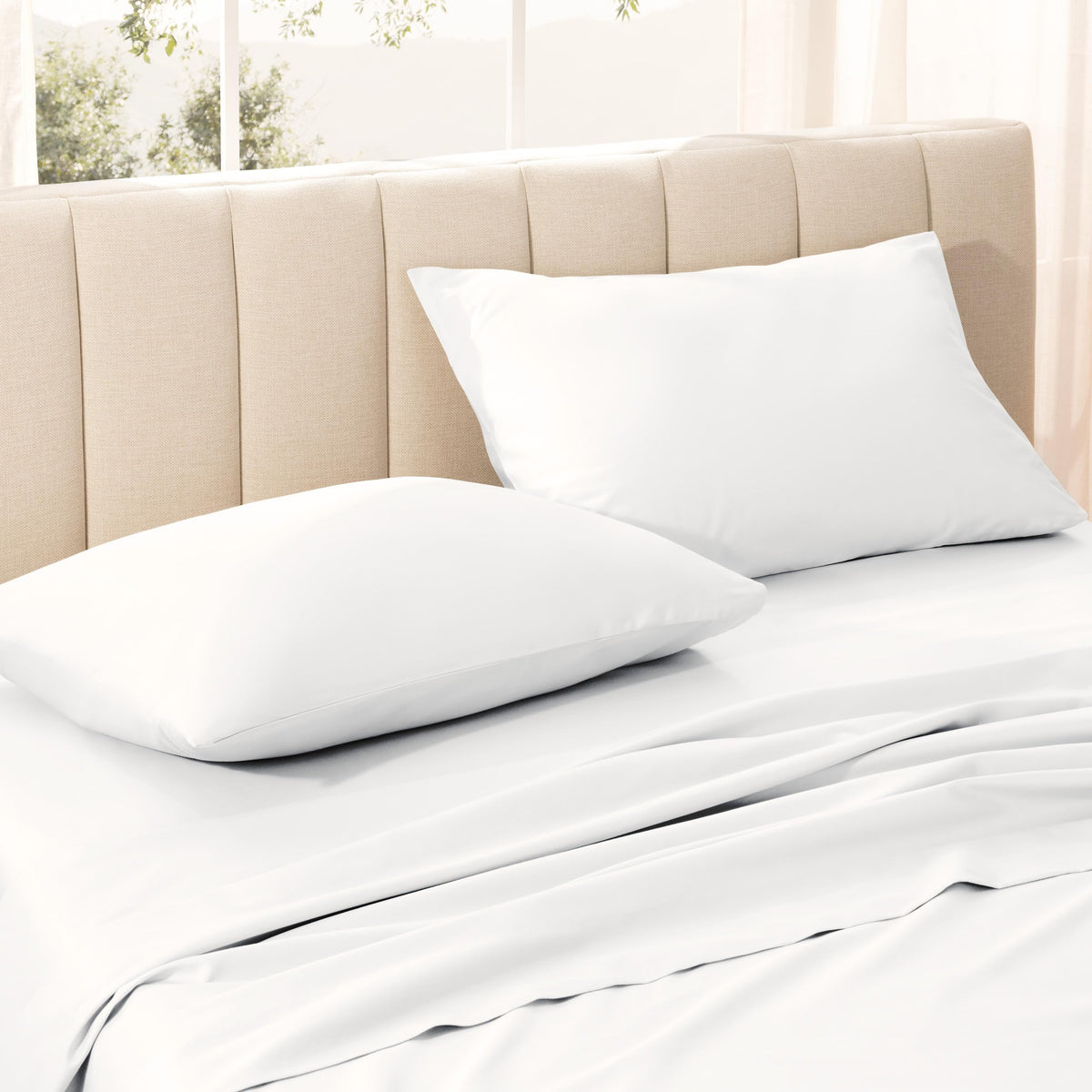 Bare Home Organic Cotton Sateen Pillowcases, 2-Pack