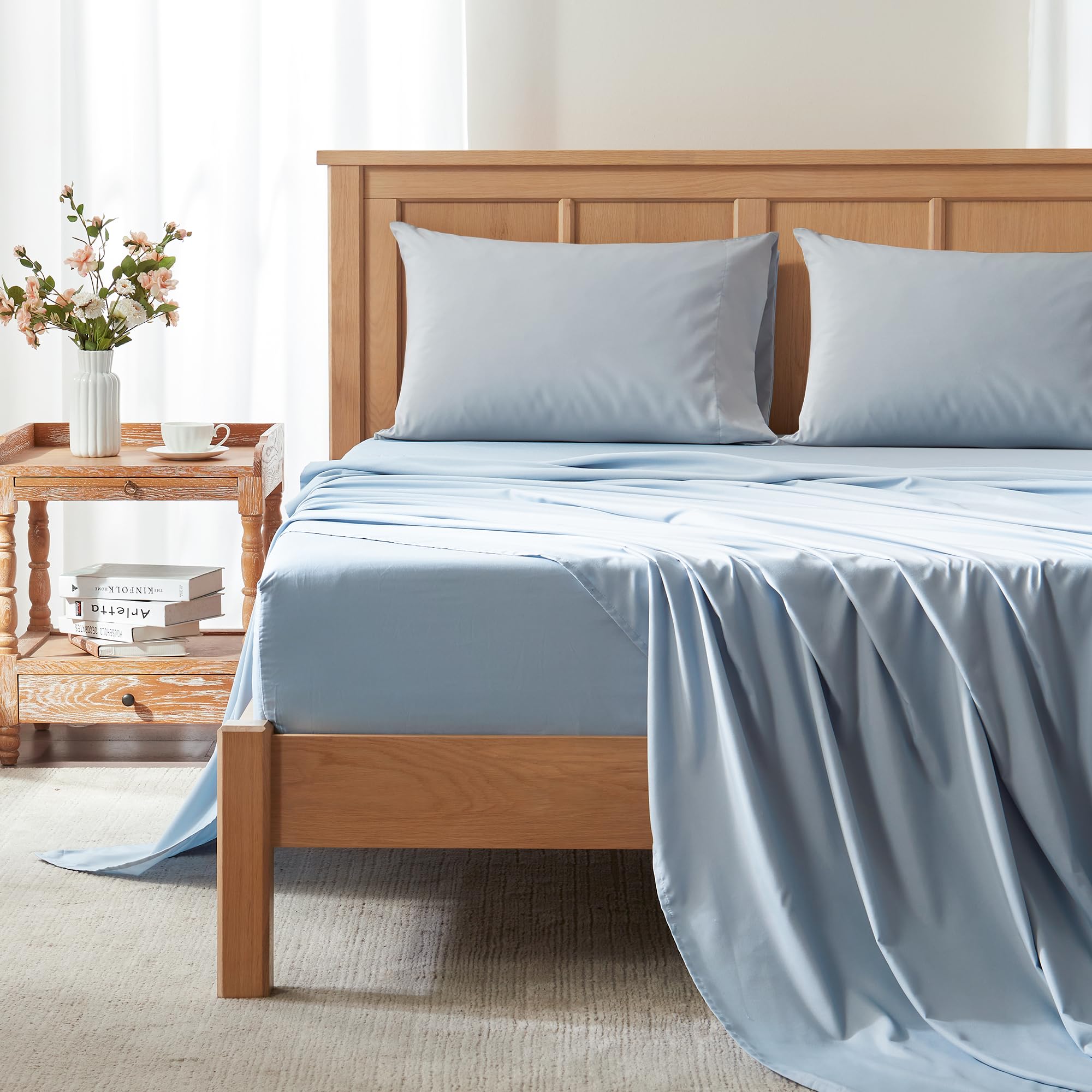 All Around Elastic-Warm Weather for Night Sweats Coolmax Cooling Sheets Moisture Wicking Super Soft