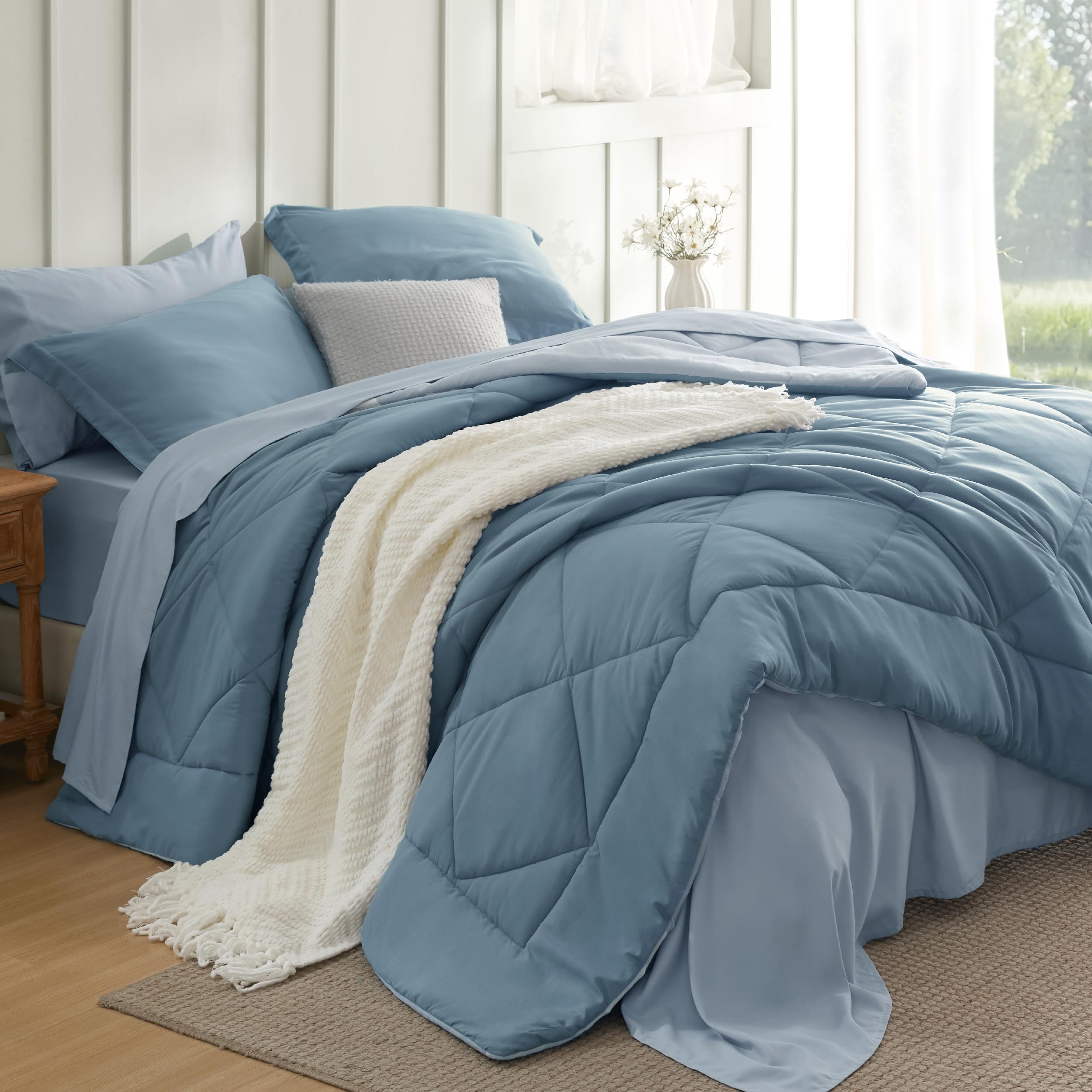 Bedsure Comforter Set - Reversible Comforters Bed Set, Bed in a Bag with Comforter, Sheets, Pillowcases & Shams