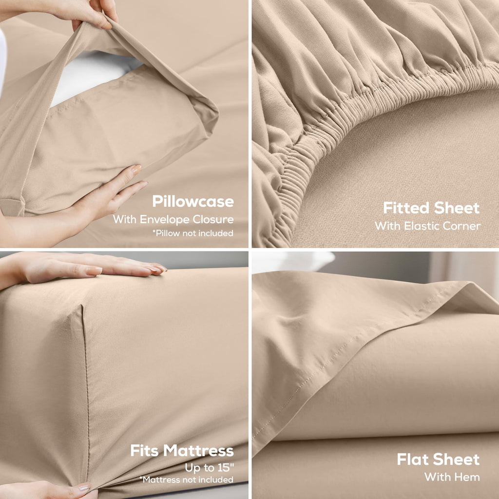Utopia Bedding Bed Sheet Set - Soft Brushed Microfiber Fabric - Shrinkage & Fade Resistant - Easy Care