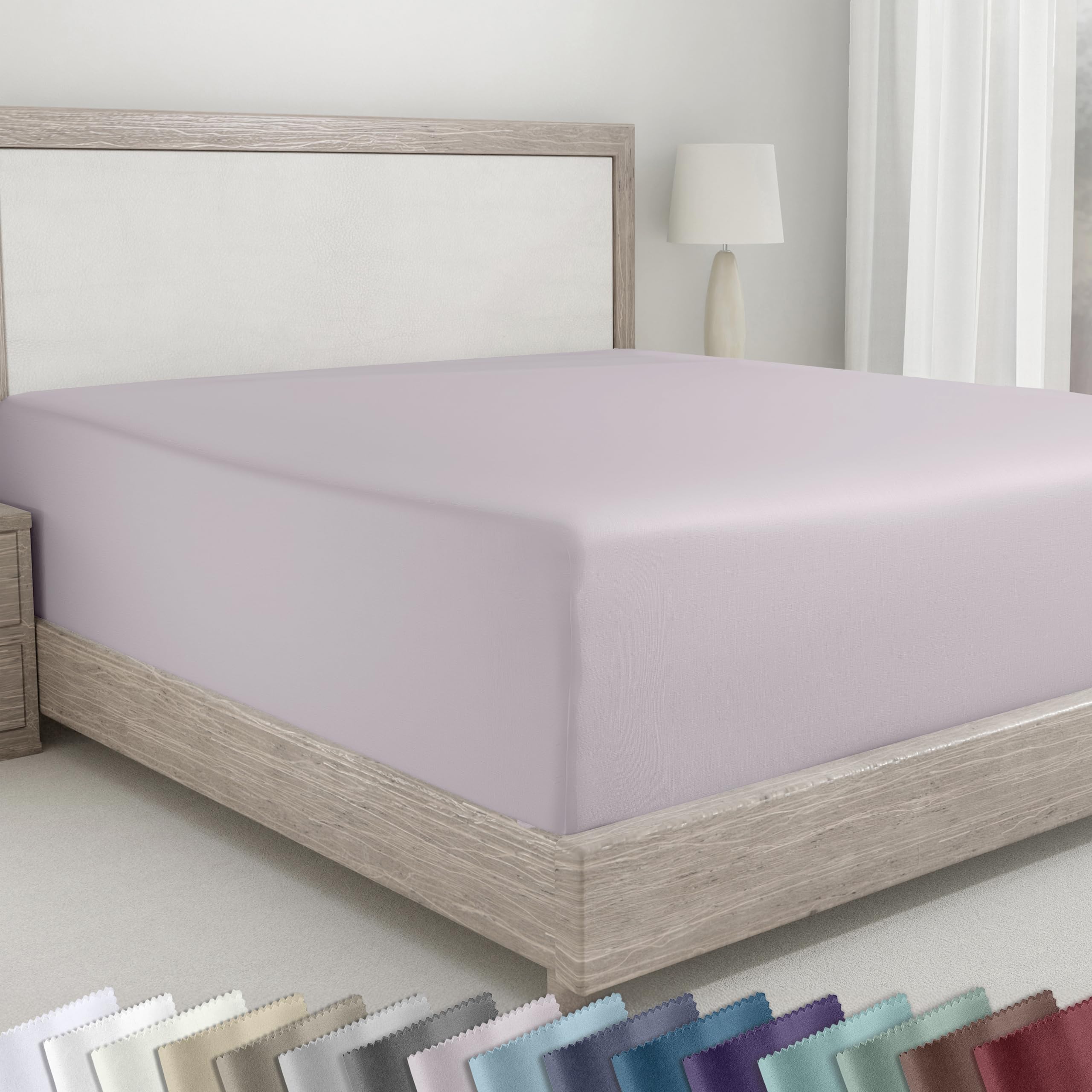 California Design Den 400 Thread Count Fitted Sheet 100% Cotton Sateen, Deep Pocket, Soft & Cooling.